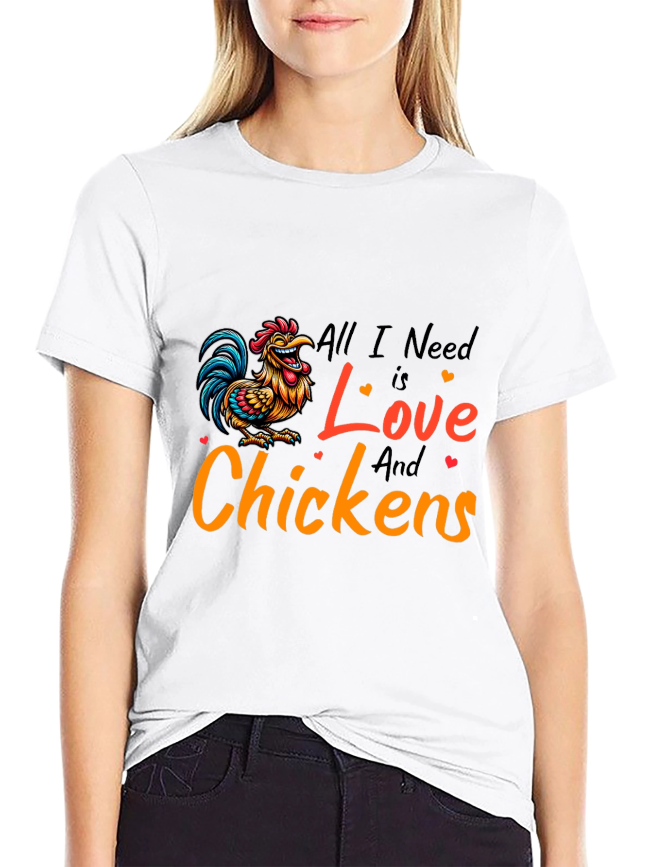 Black All I Need is Love and Chickens T-Shirt view 9