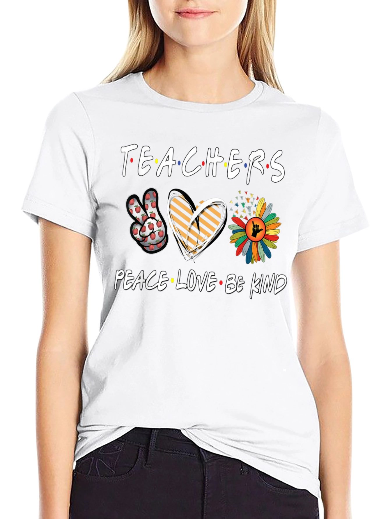 Black Teachers Peace Love Be Kind T-Shirt view 9