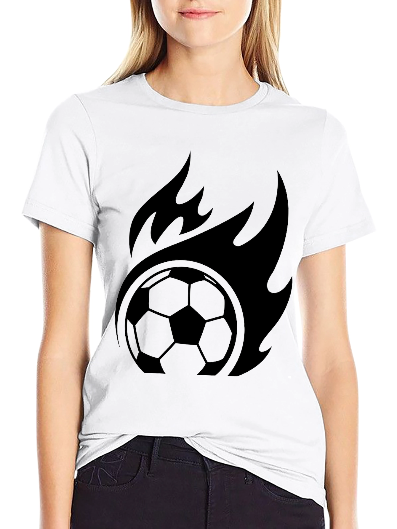 Black Flaming Soccer Ball Graphic Tee - Black view 9
