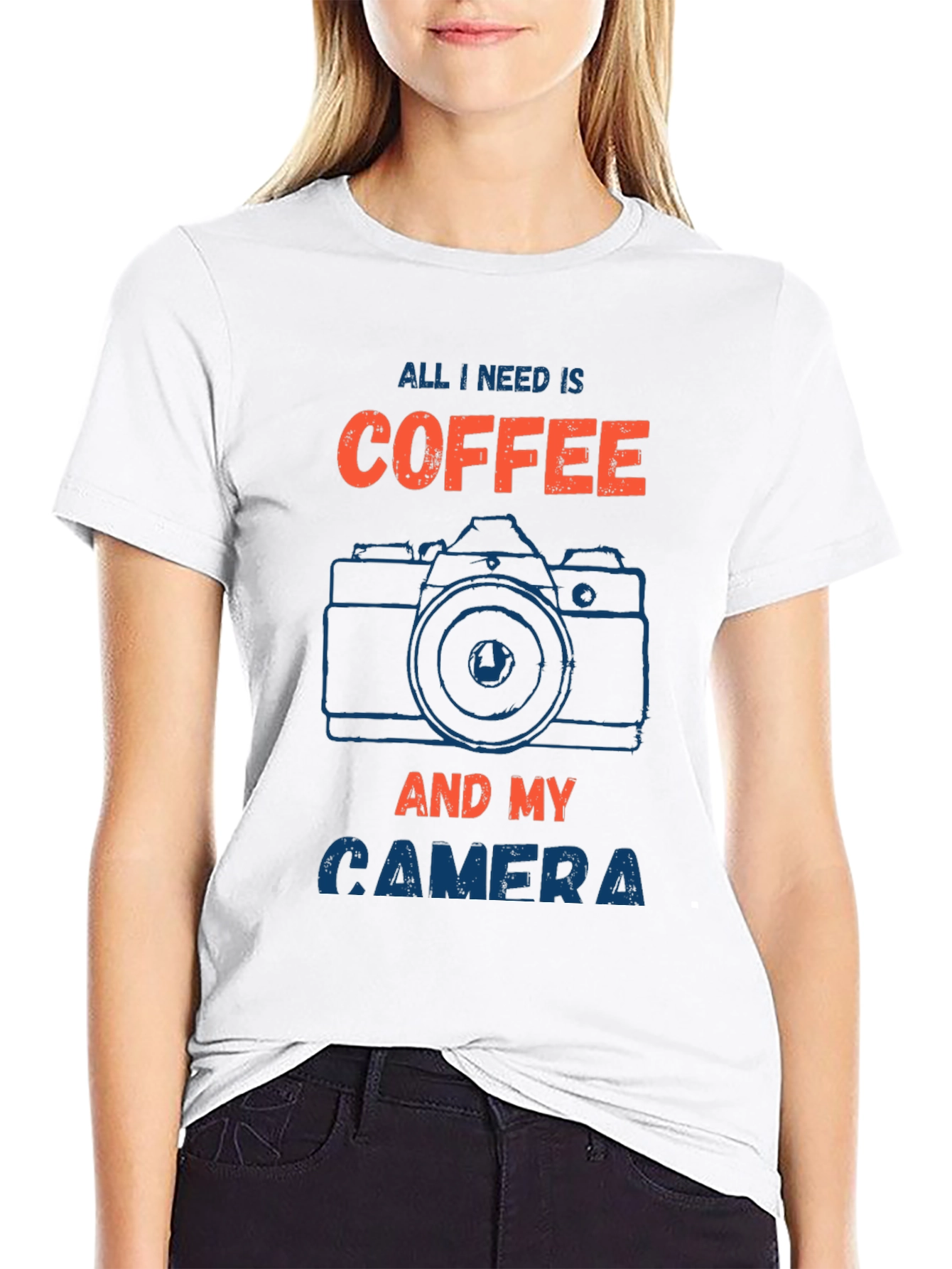 Black Coffee & Camera Graphic T-Shirt - Photographer's Must-Have! view 9