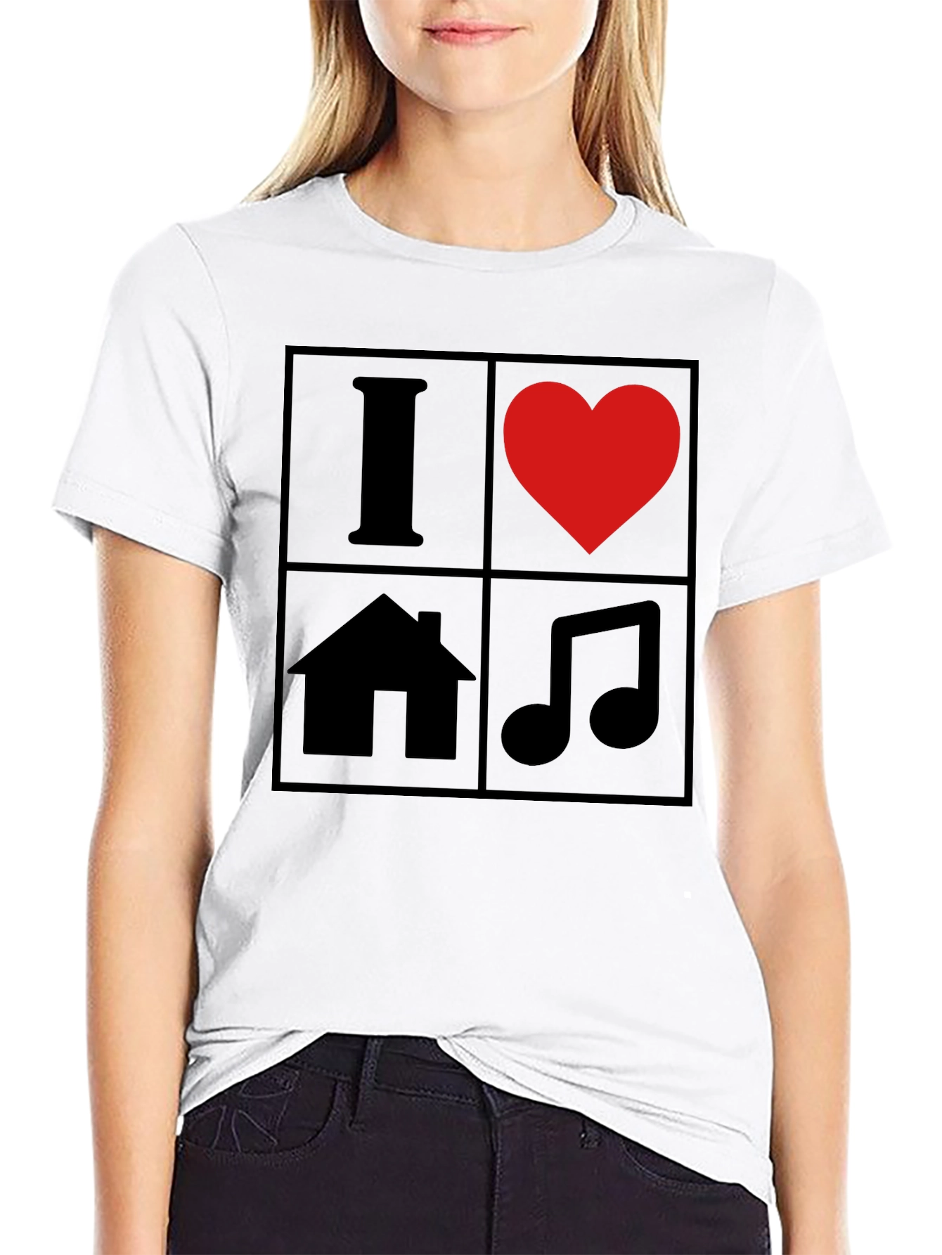 Black I Love House Music T-Shirt - Black Graphic Tee view 9