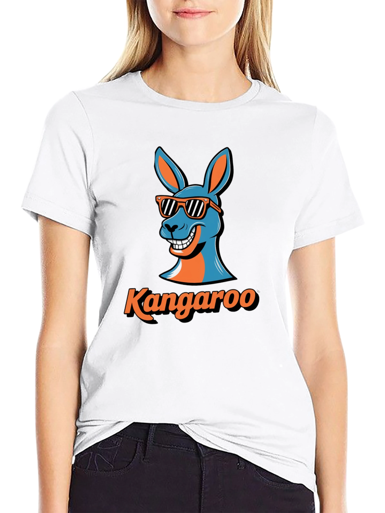 Black Cool Kangaroo Graphic Tee - Black Cotton T-Shirt view 9