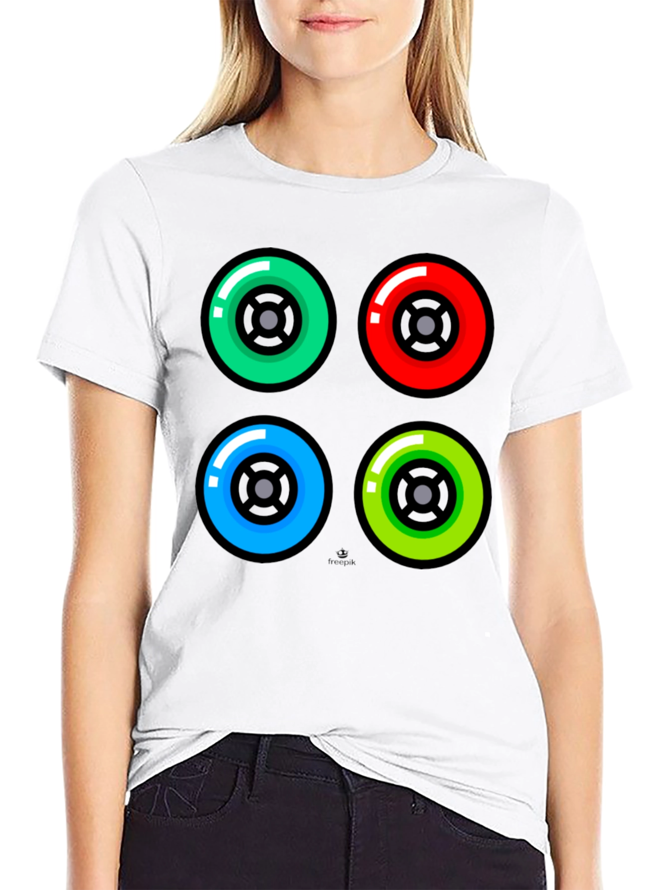 Black Colorful Wheels Graphic Tee - Black Cotton T-Shirt view 9