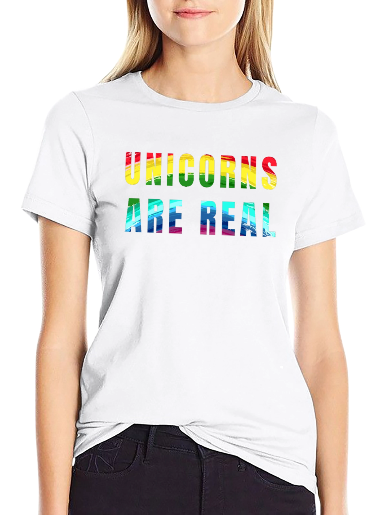Black Unicorns Are Real Rainbow Graphic T-Shirt view 9