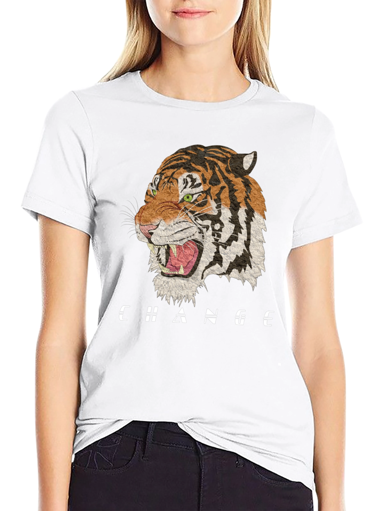 Black Change Tiger Graphic Black T-Shirt view 9