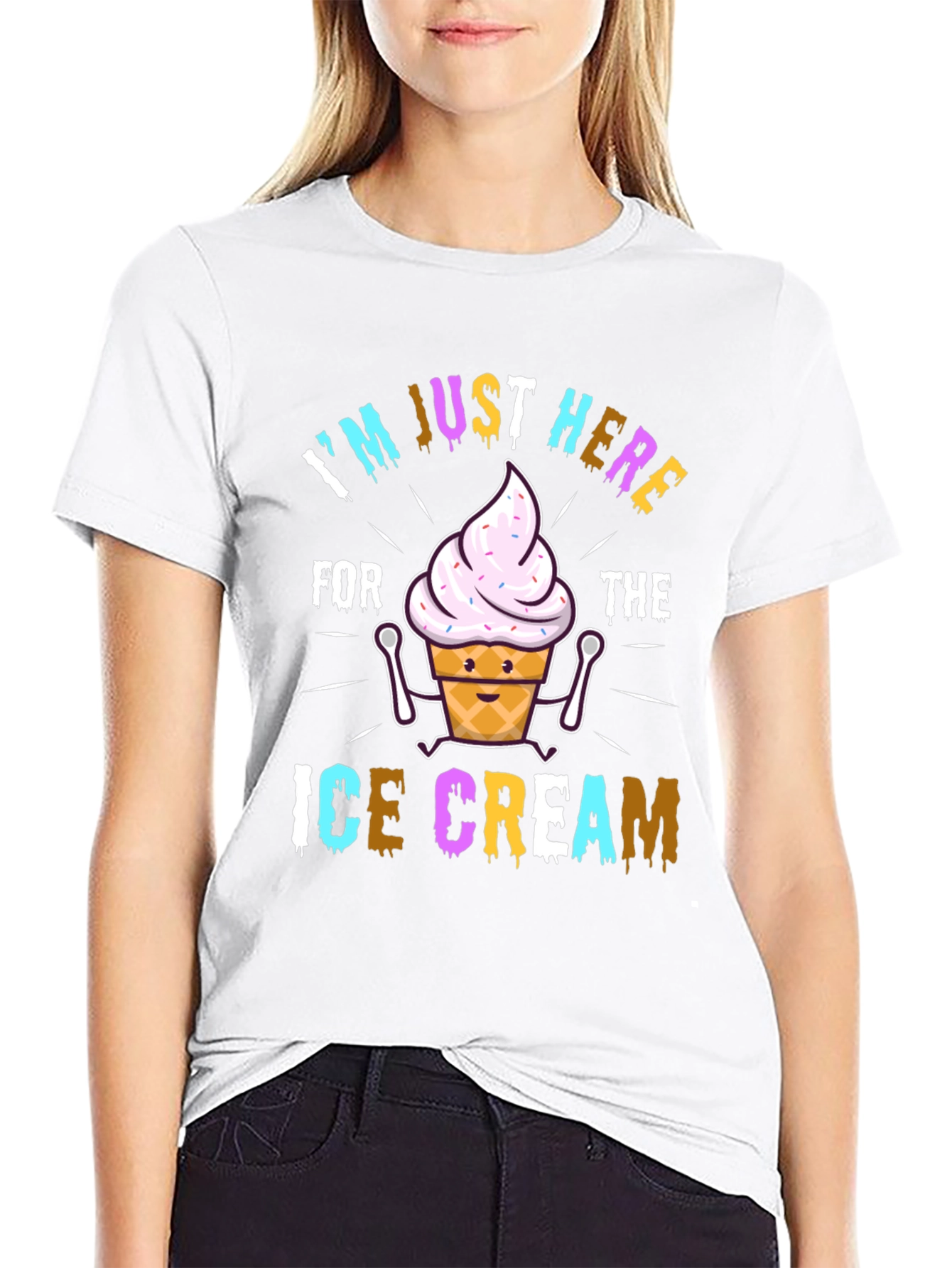 Black I'm Just Here For The Ice Cream Graphic T-Shirt view 9