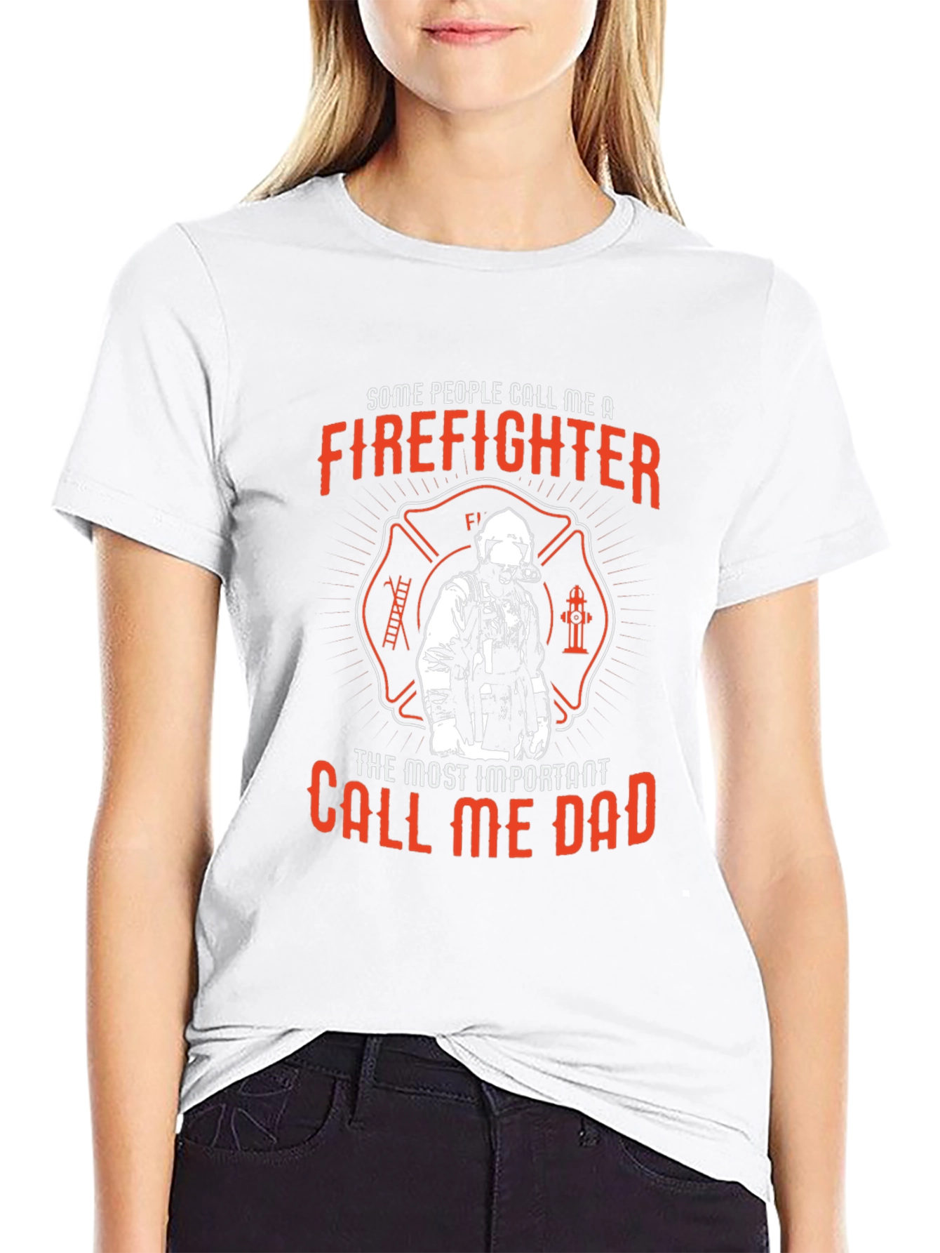 Black Firefighter Dad T-Shirt view 9