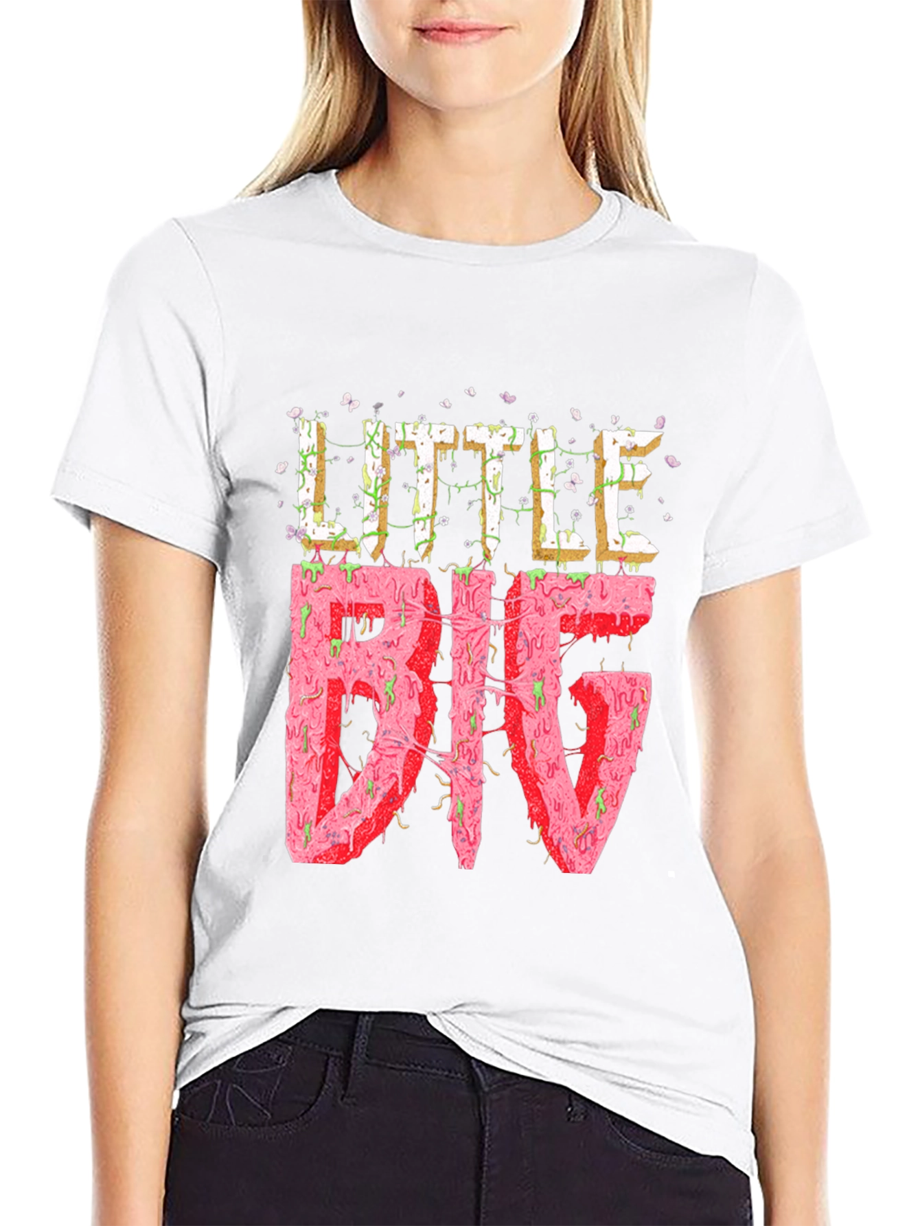 Black Little Big Graphic Tee - Black Cotton Blend view 9