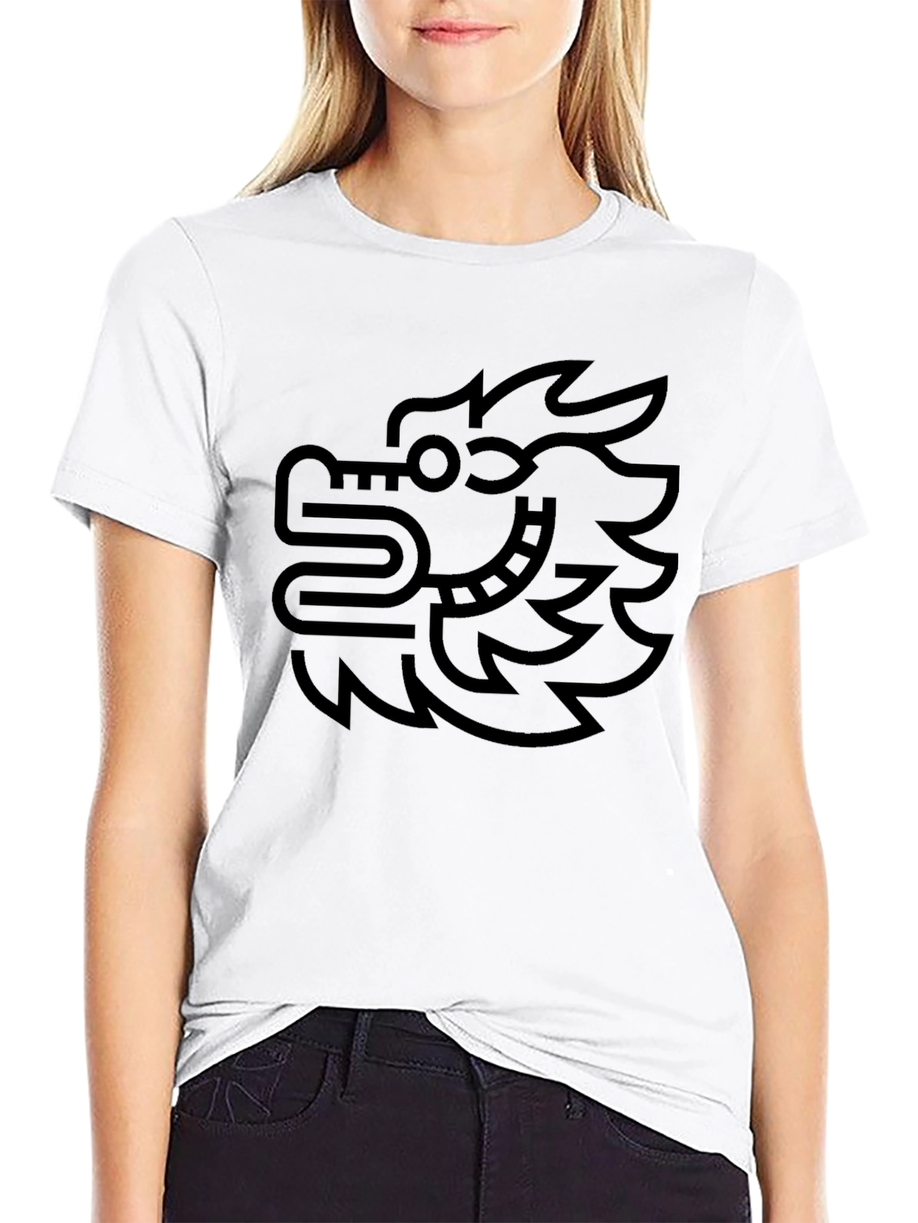 Black Black T-Shirt with Aztec Dragon Graphic view 9