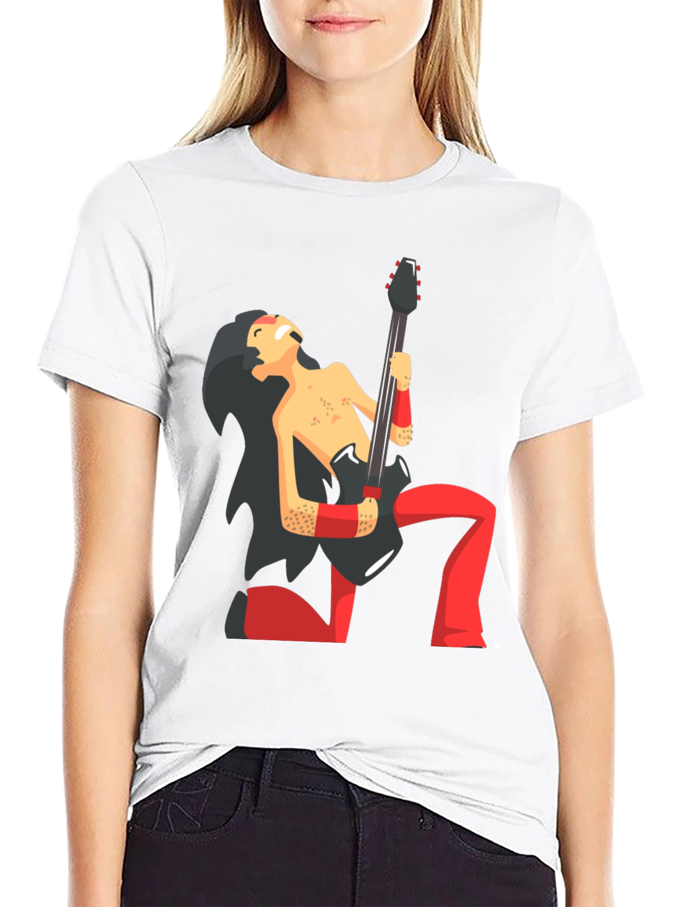 Black Cartoon Rocker Graphic Black T-Shirt view 9