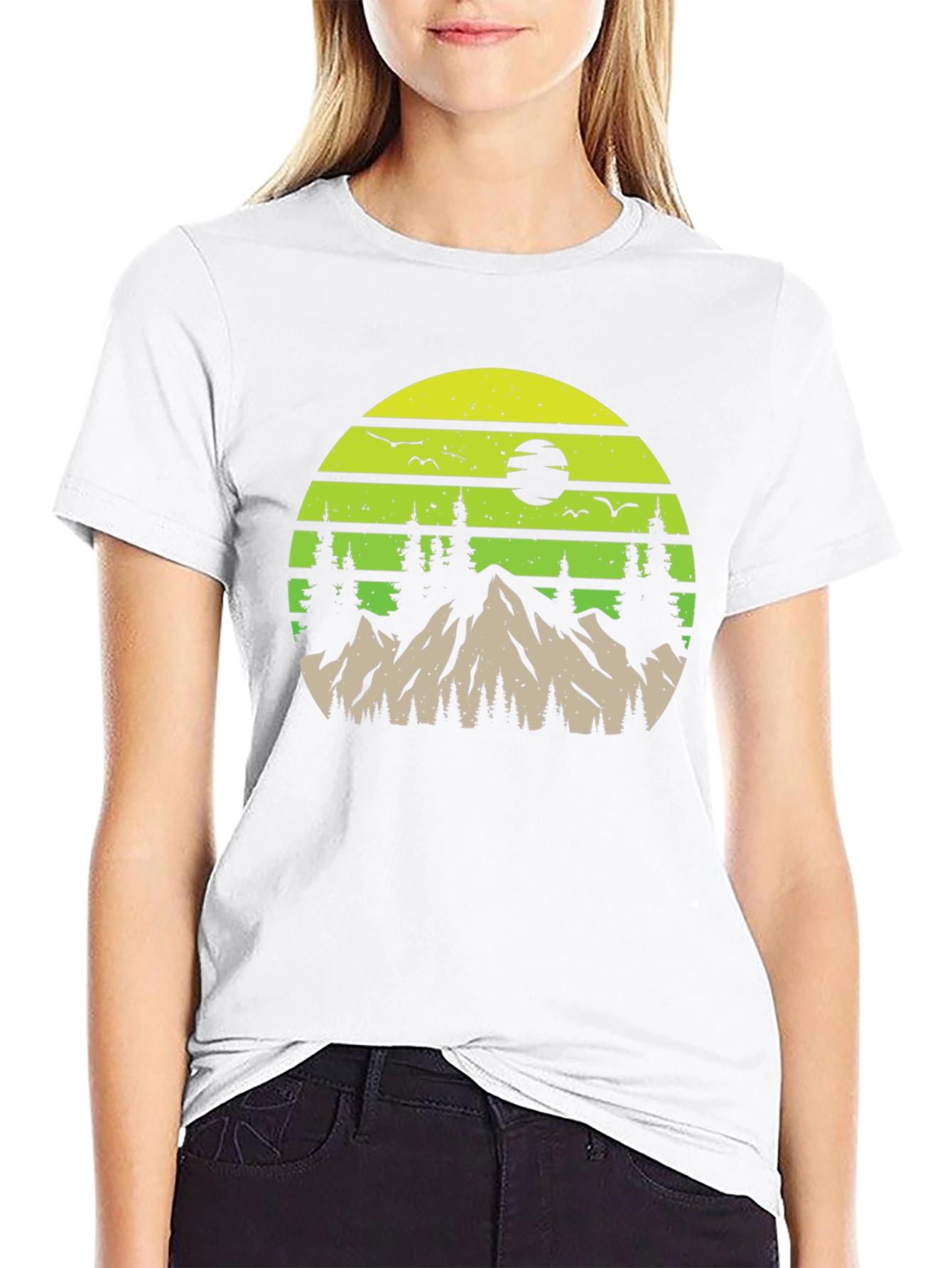 Black Nature Mountain Scene Graphic Tee view 9
