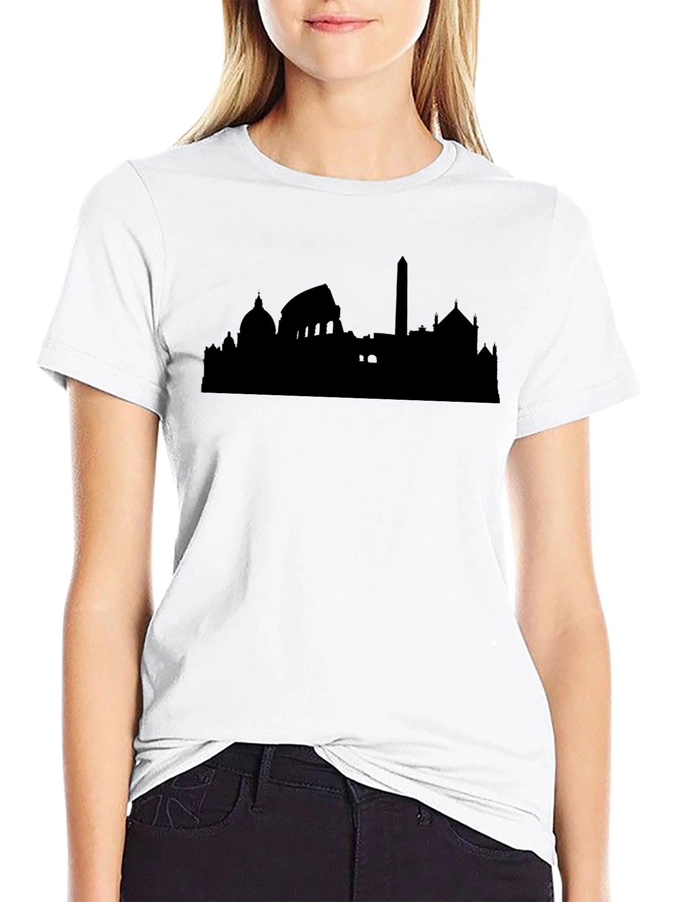 Black Rome Skyline Graphic T-Shirt - Classic Silhouette Tee view 9