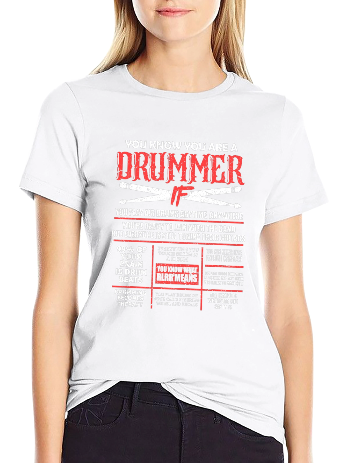 Black Drummer T-Shirt - Funny Musician Gift view 9