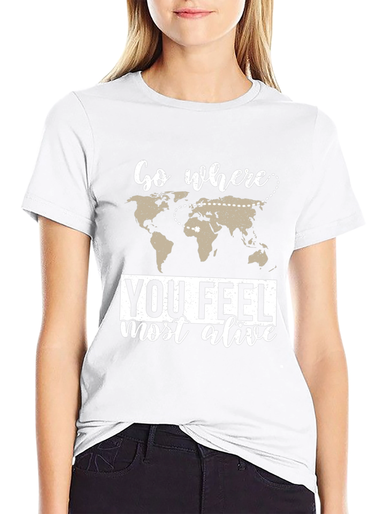Black Travel Inspired Graphic Tee - Feel Most Alive view 9
