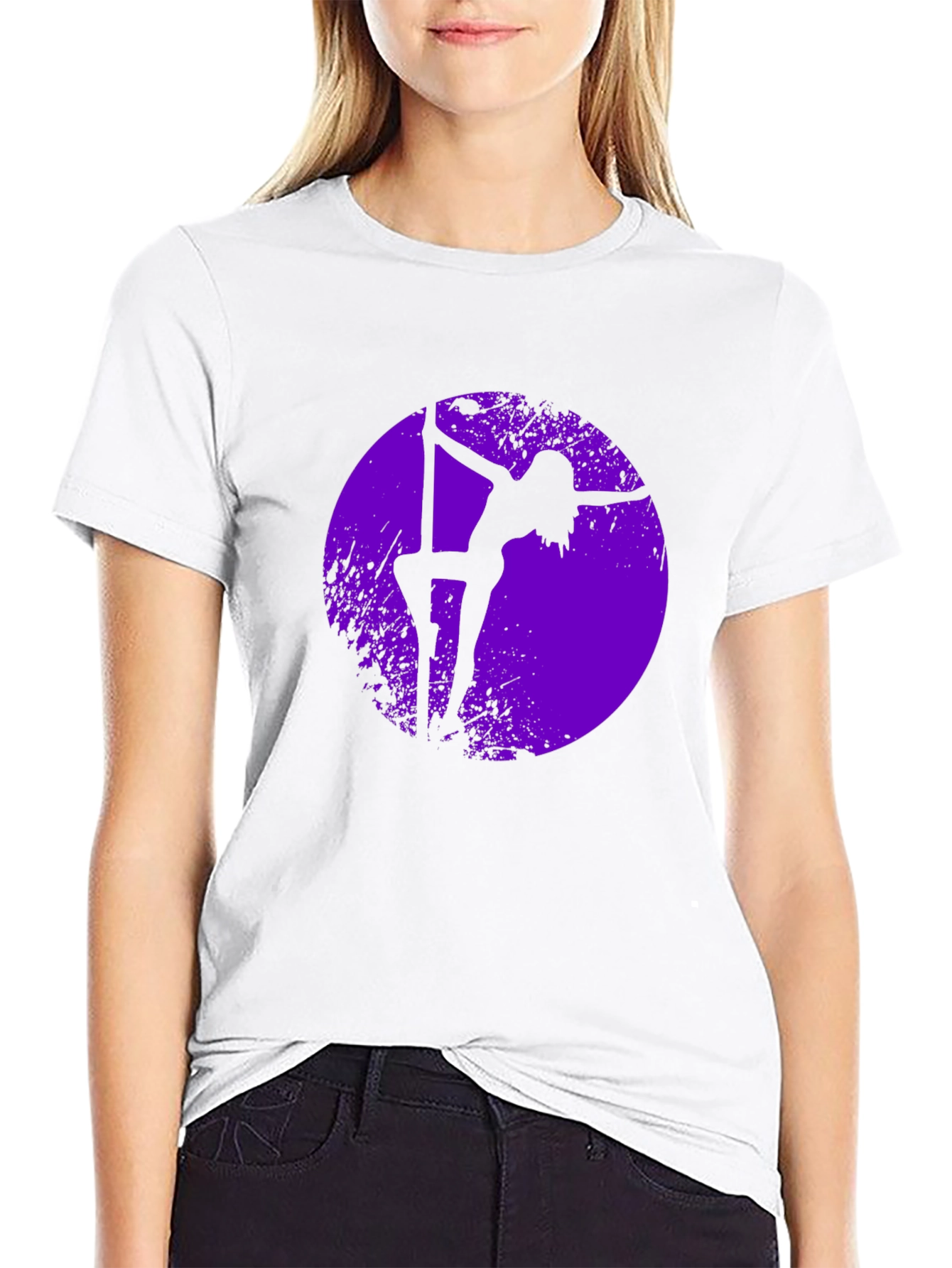 Black Pole Dancer Silhouette Graphic Tee - Black Cotton Shirt view 9