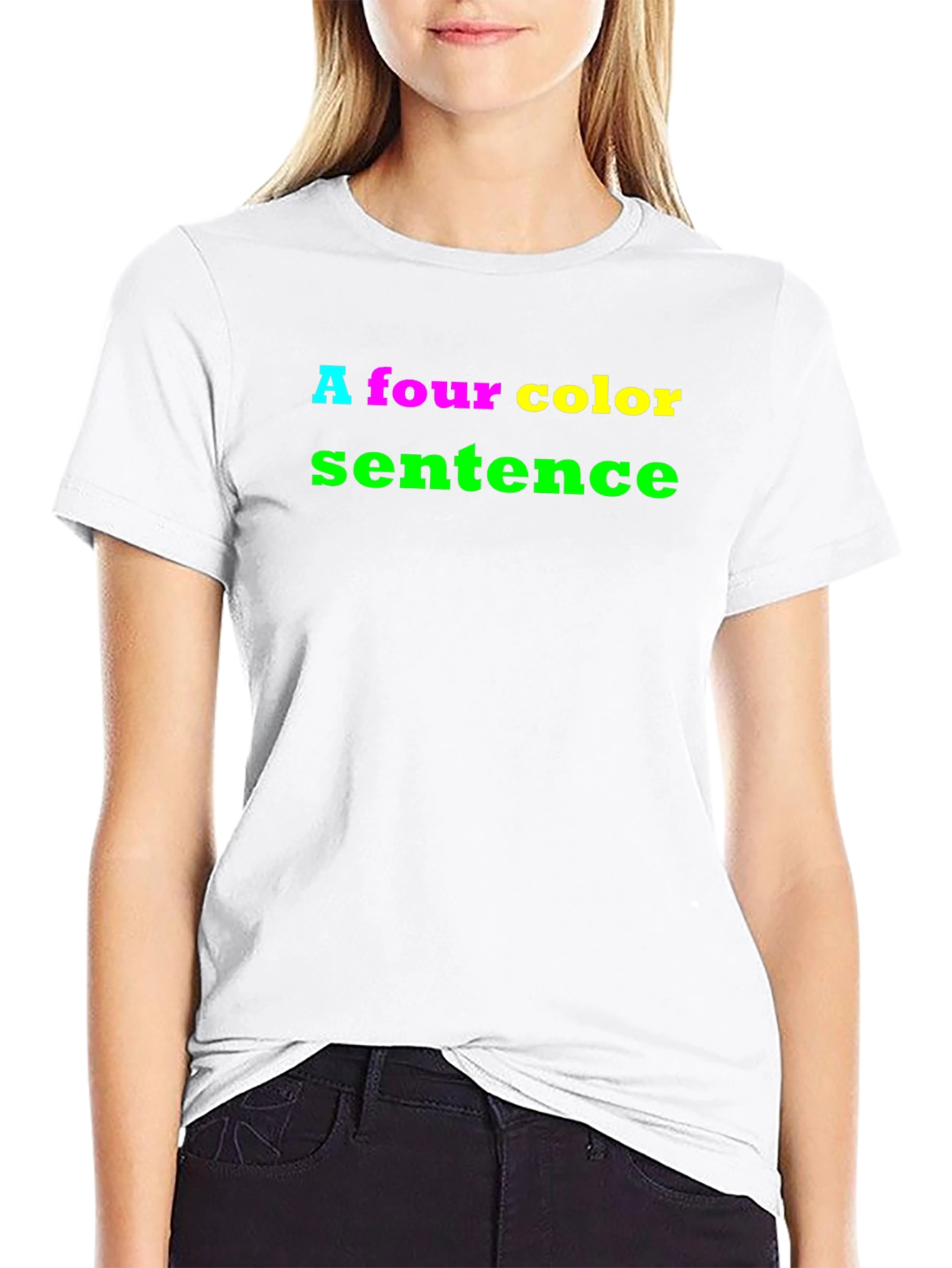 Black Four Color Sentence Graphic Tee - Black Cotton T-Shirt view 9