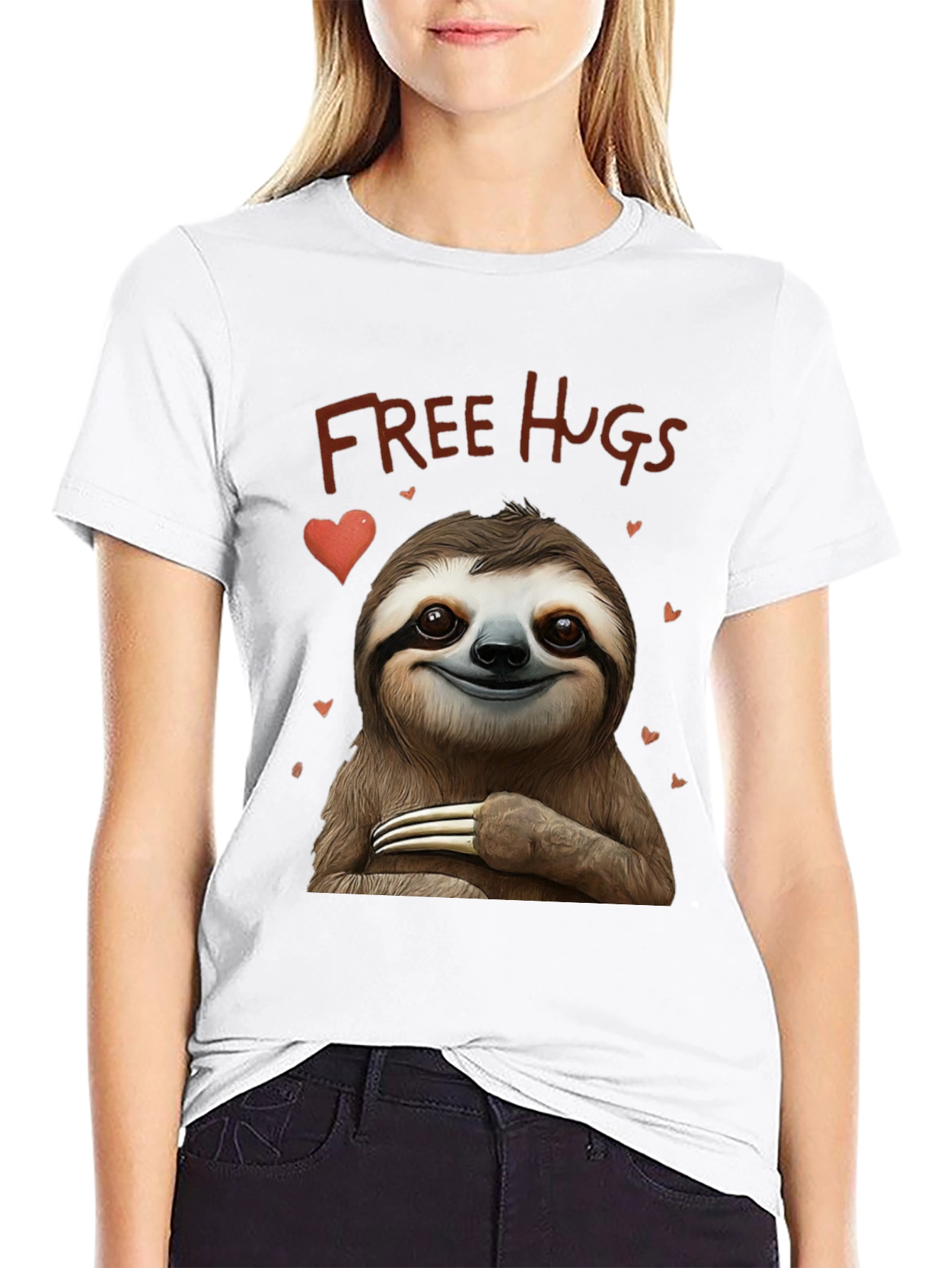 Black Sloth Free Hugs Graphic T-Shirt view 9