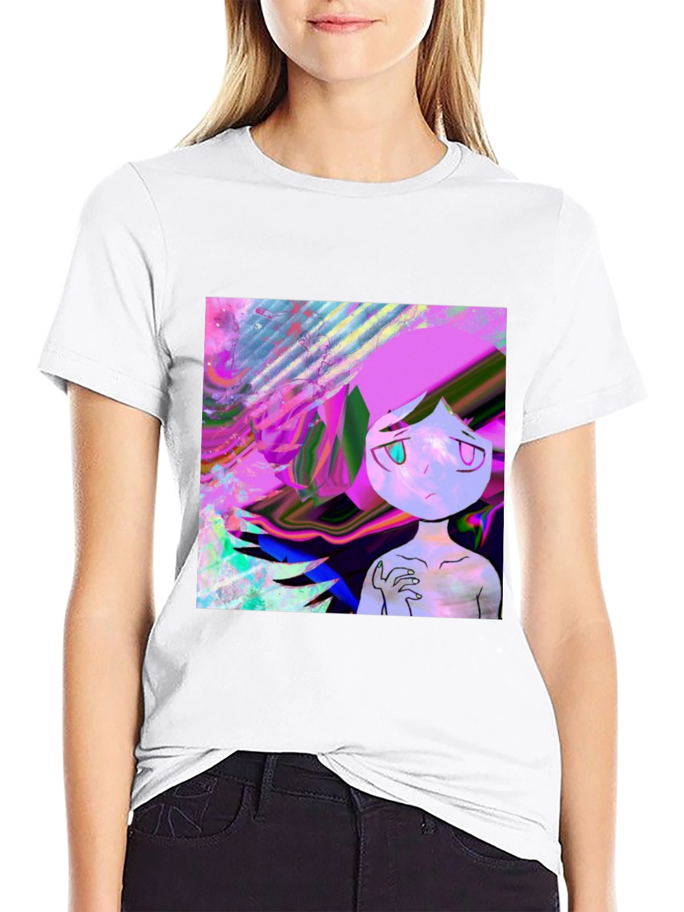 Black Abstract Art T-Shirt - Edgy Graphic Tee view 9