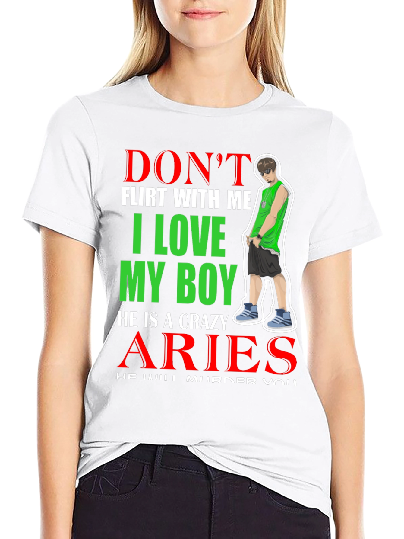 Black Don't Flirt With Me, Aries Boy T-Shirt view 9