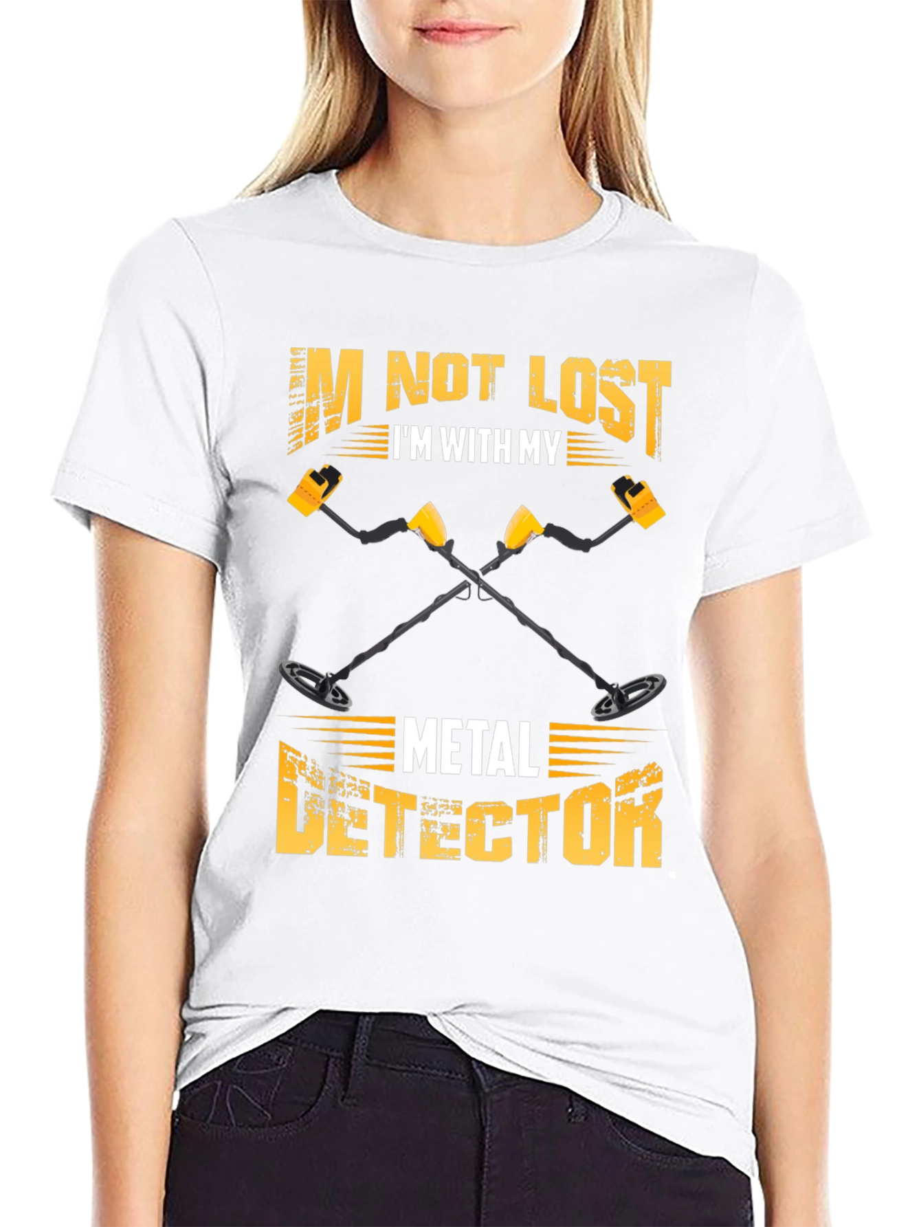 Black I'm Not Lost Metal Detector T-Shirt view 9