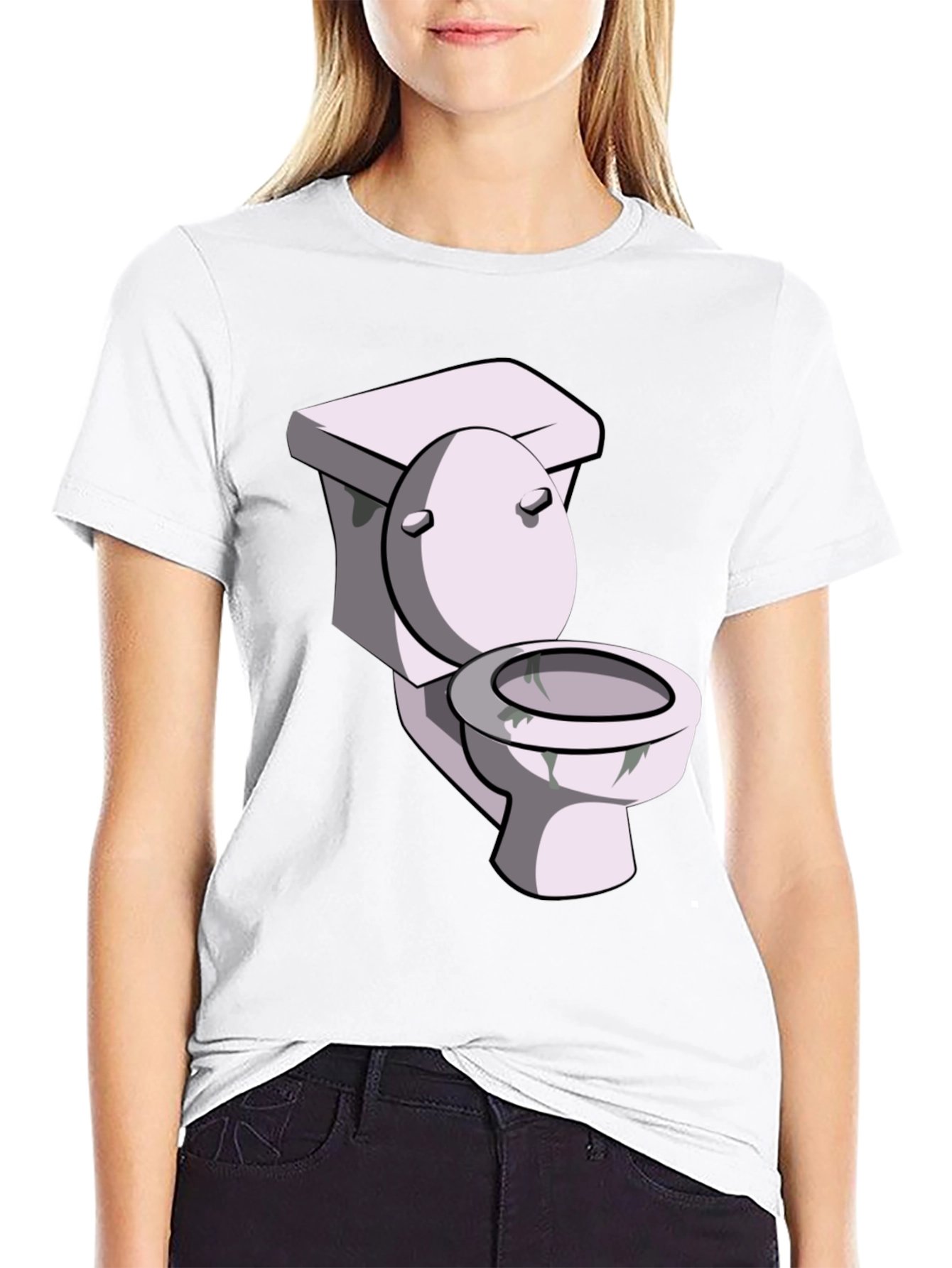 Black Toilet Humor Graphic Tee - Black Cotton T-Shirt view 9