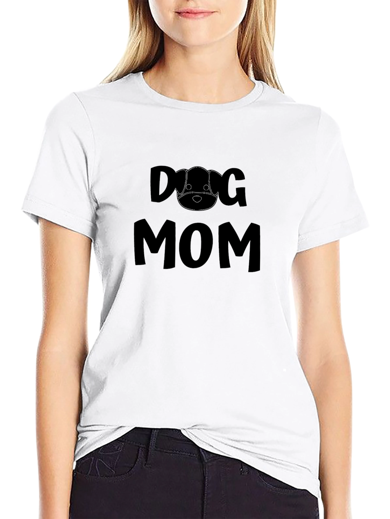 Black Dog Mom Black Graphic Tee - Soft Cotton Blend Casual Wear view 9