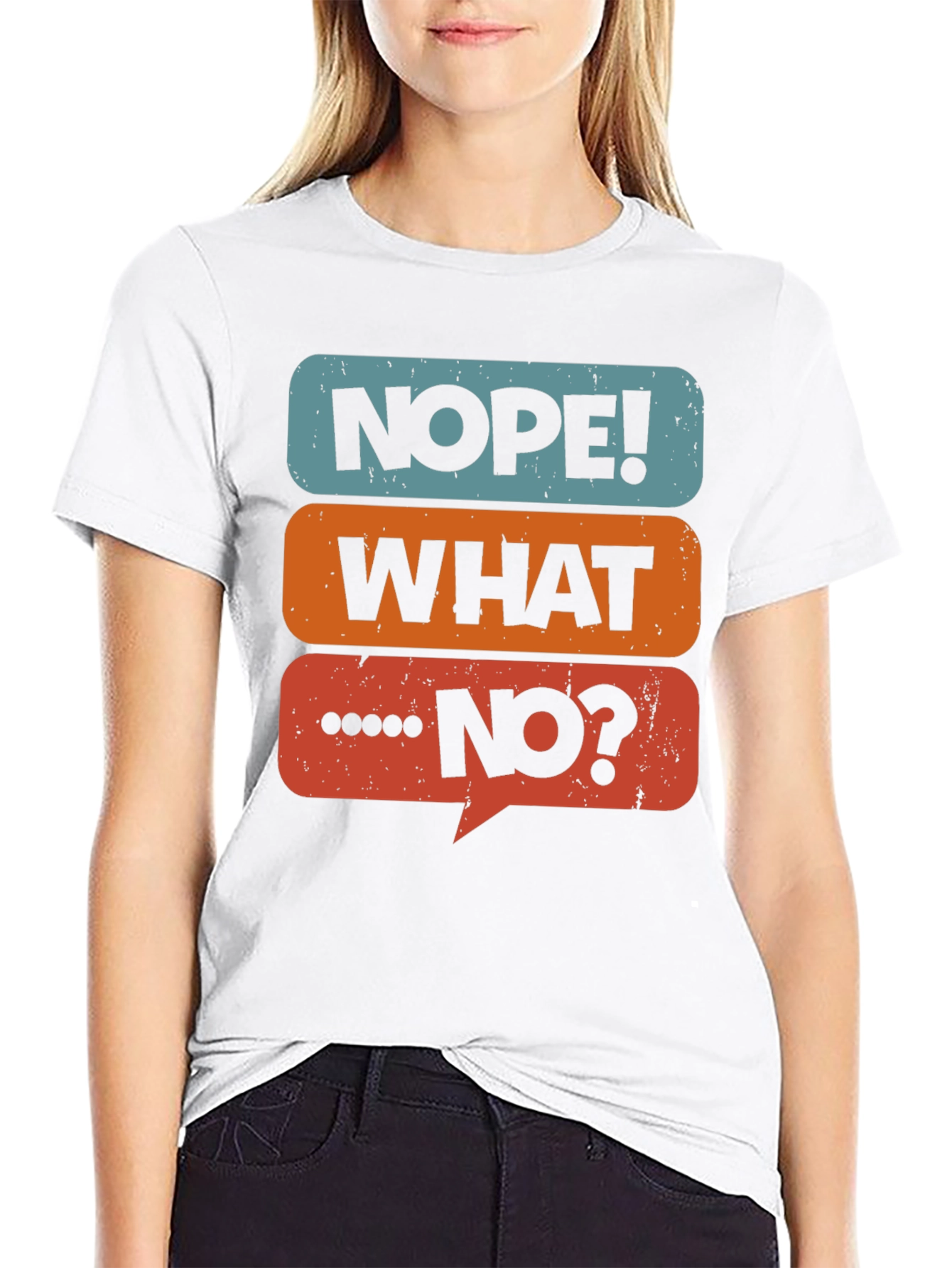 Black Nope! What No? Graphic Tee - Black Cotton Casual T-Shirt view 9
