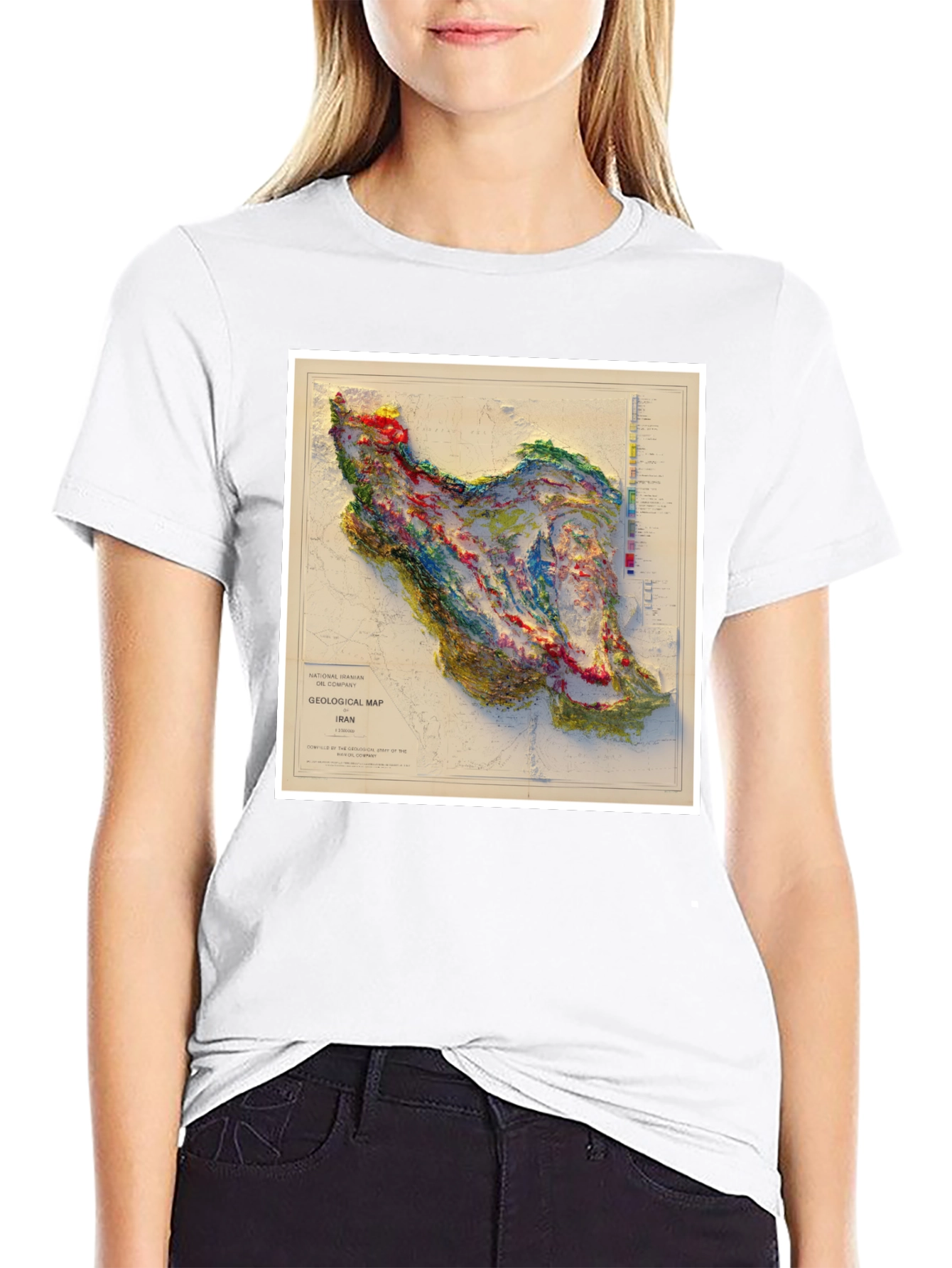 Black Iran Geological Map Graphic T-Shirt view 9