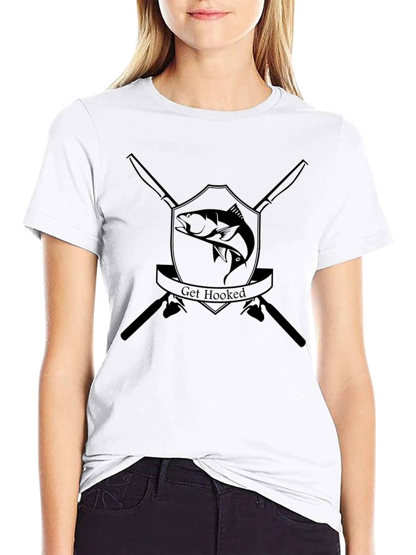 Black Get Hooked Fishing T-Shirt view 9