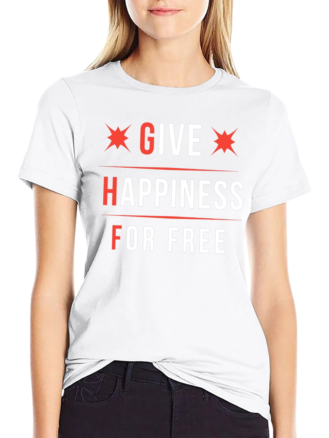 Black Give Happiness For Free Graphic Tee view 9