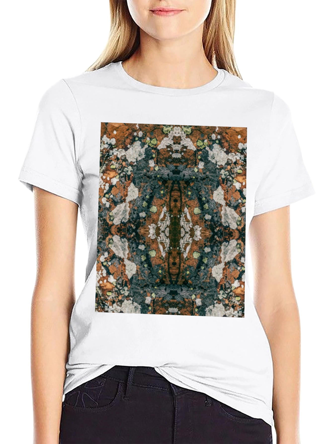 Black Abstract Graphic Print T-Shirt view 9