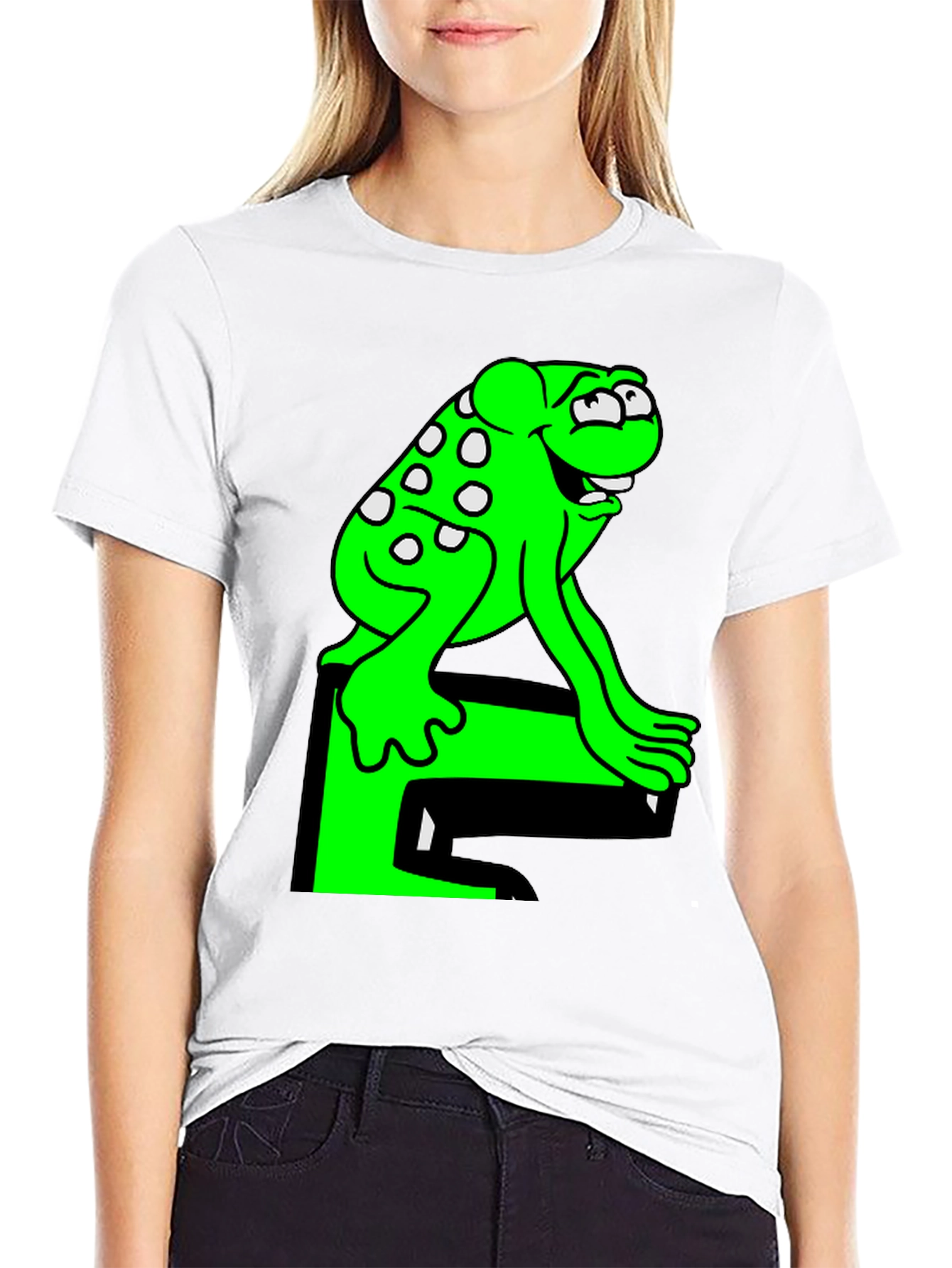 Black Fun Frog Graphic Tee - Black Cotton T-Shirt view 9