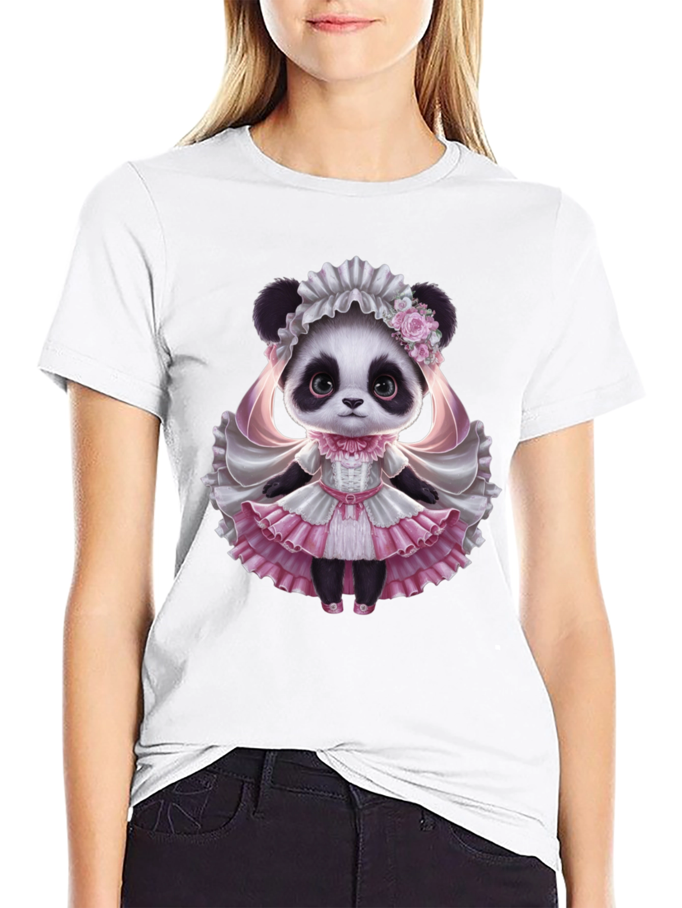 Black Panda Princess T-Shirt - Cute Animal Graphic Tee view 9