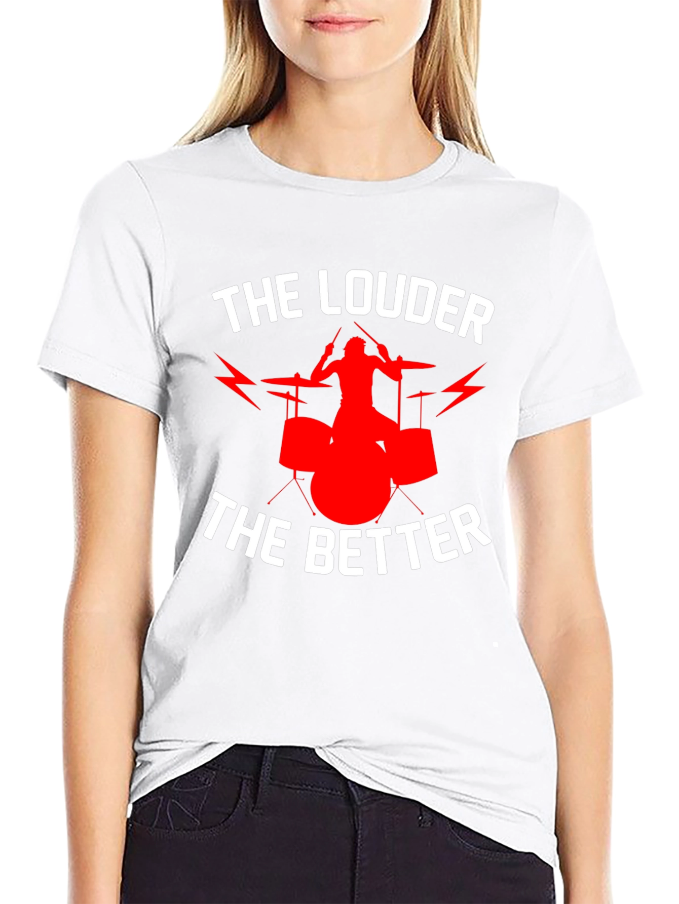 Black The Louder The Better Drummer T-Shirt view 9