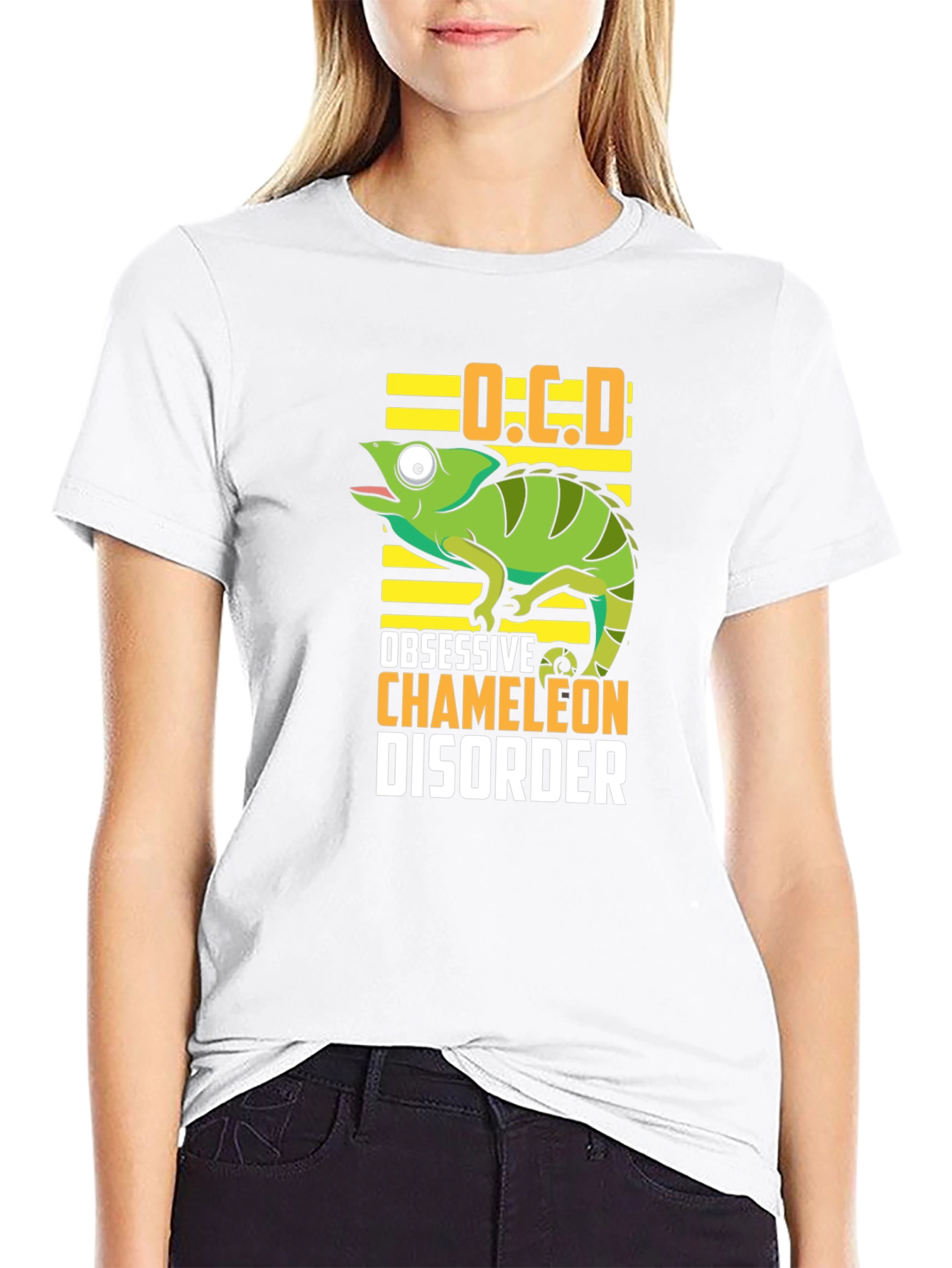 Black OCD Obsessive Chameleon Disorder T-Shirt view 9