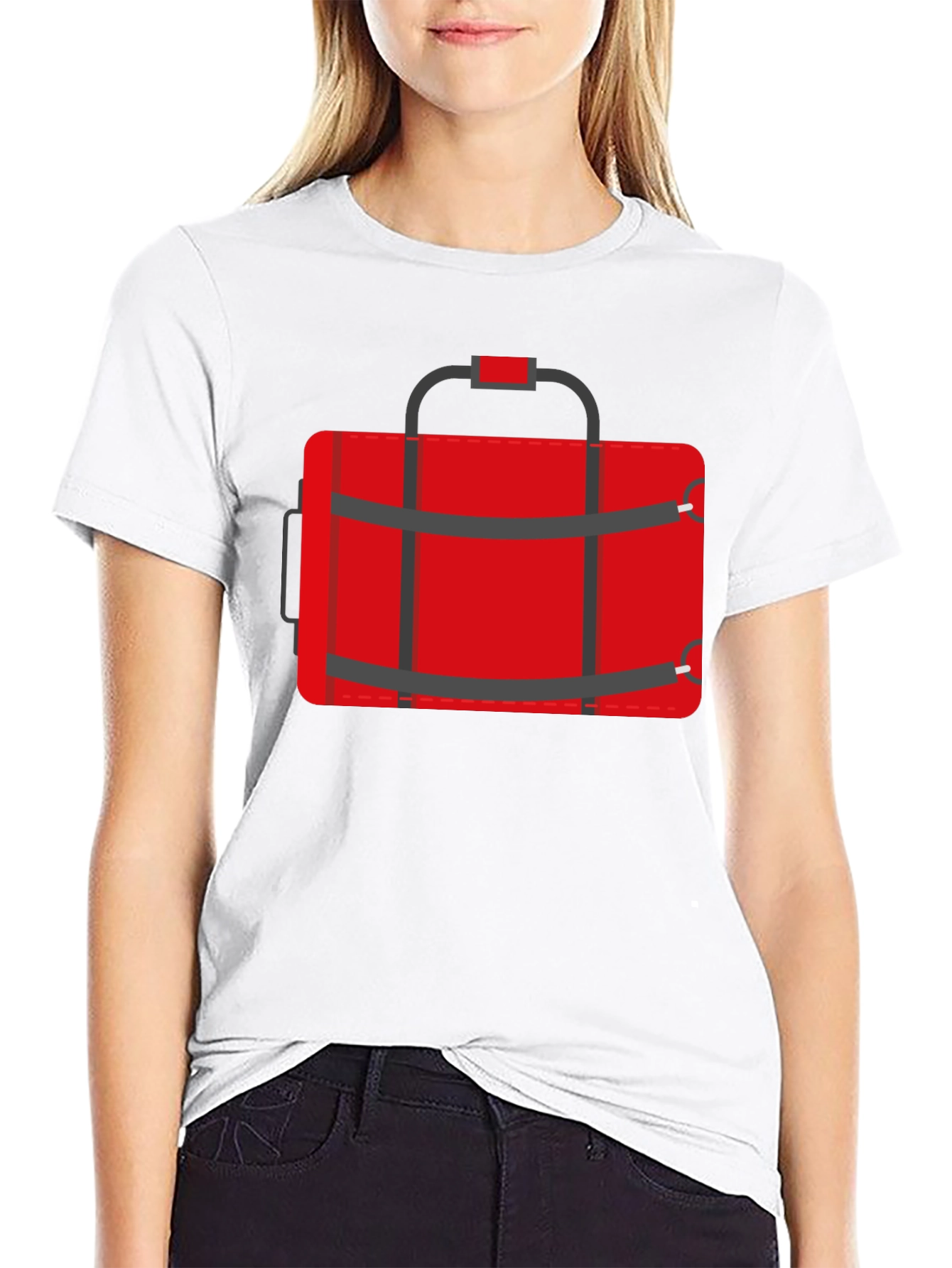Black Red Duffle Bag Graphic T-Shirt - Casual Style view 9