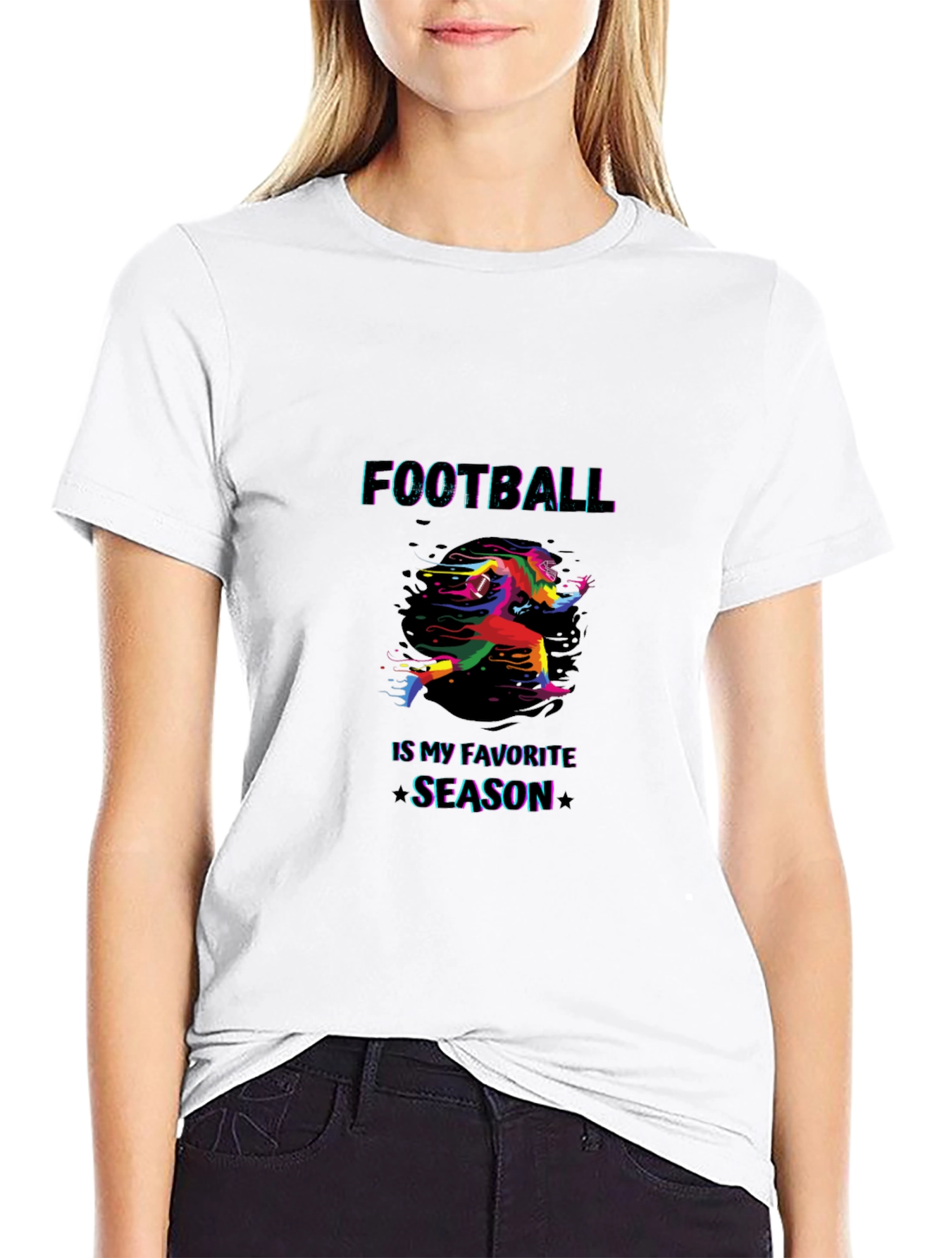 Black Football Is My Favorite Season Black Graphic Tee view 9