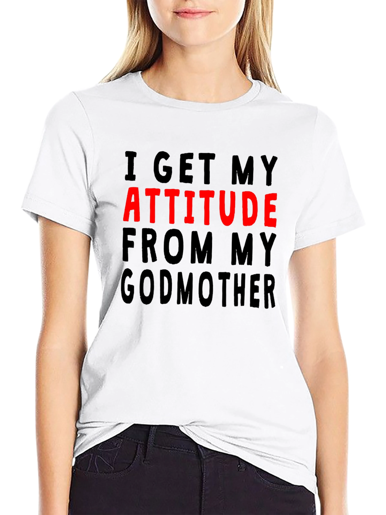 Black Attitude From My Godmother Graphic T-Shirt view 9