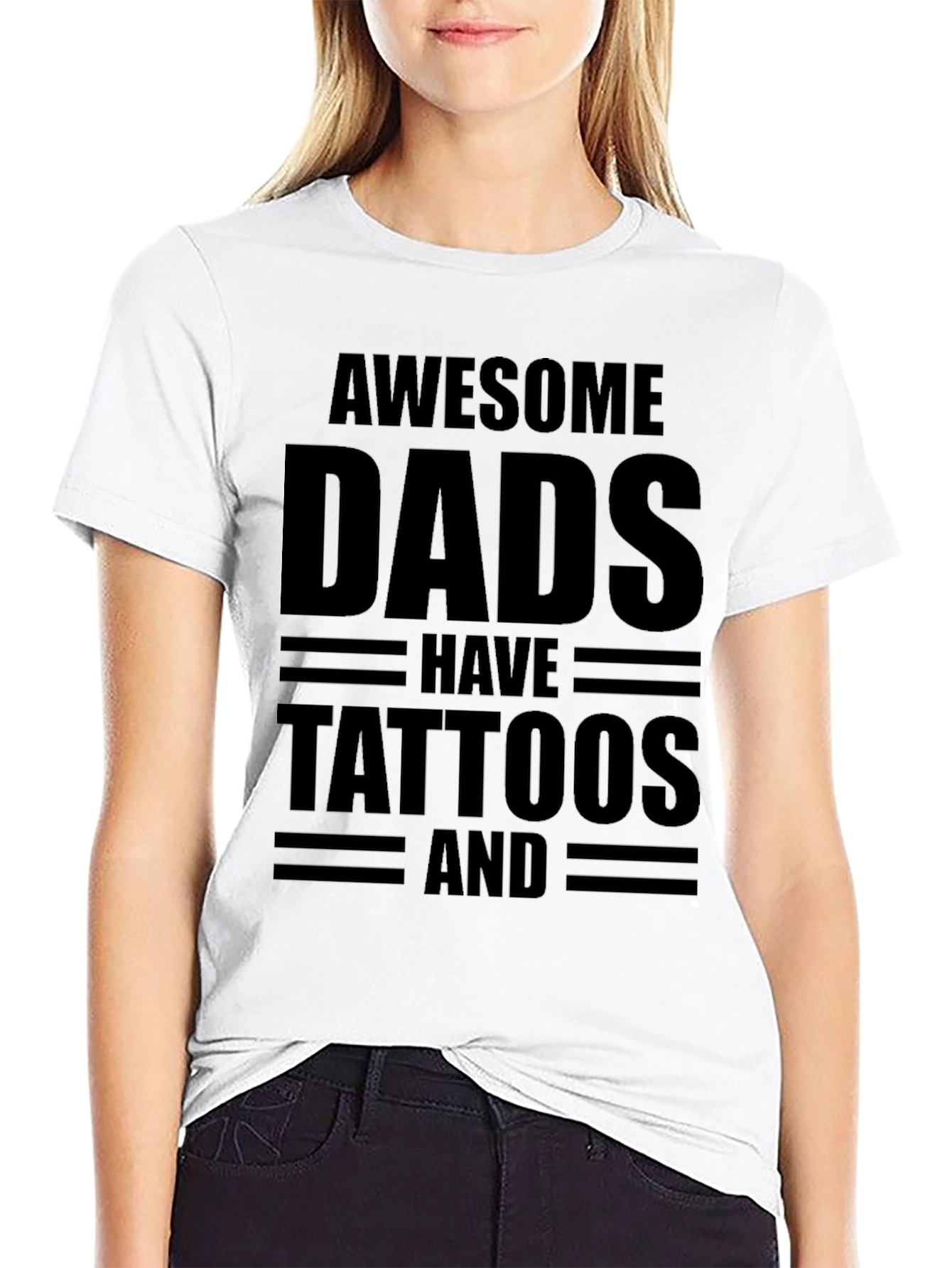 Black Awesome Dads Have Tattoos T-Shirt view 9