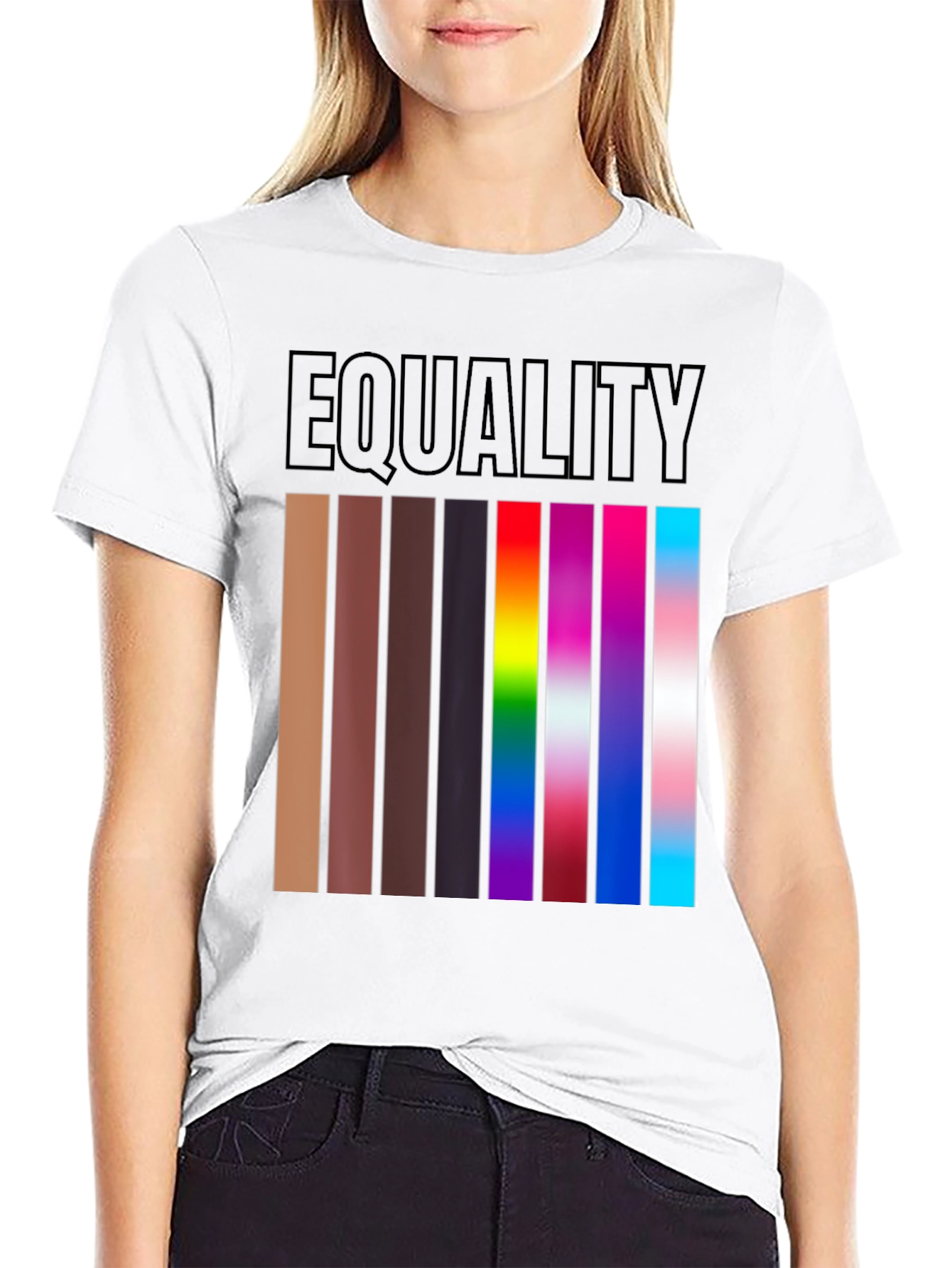 Black Equality T-Shirt Diverse Skin Tones & LGBTQ+ Pride view 9