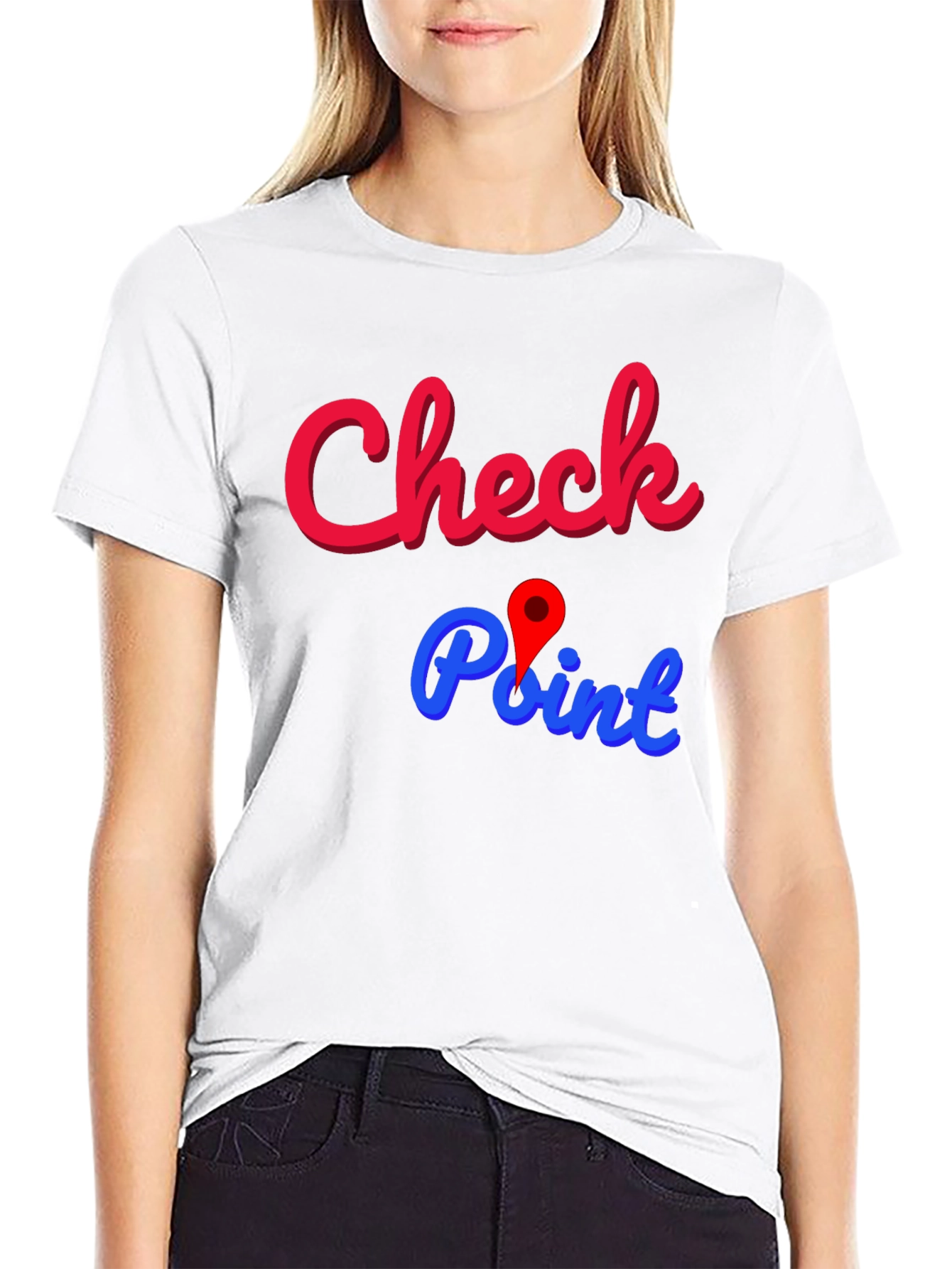 Black Check Point Graphic Tee - Stylish Cotton Blend view 9