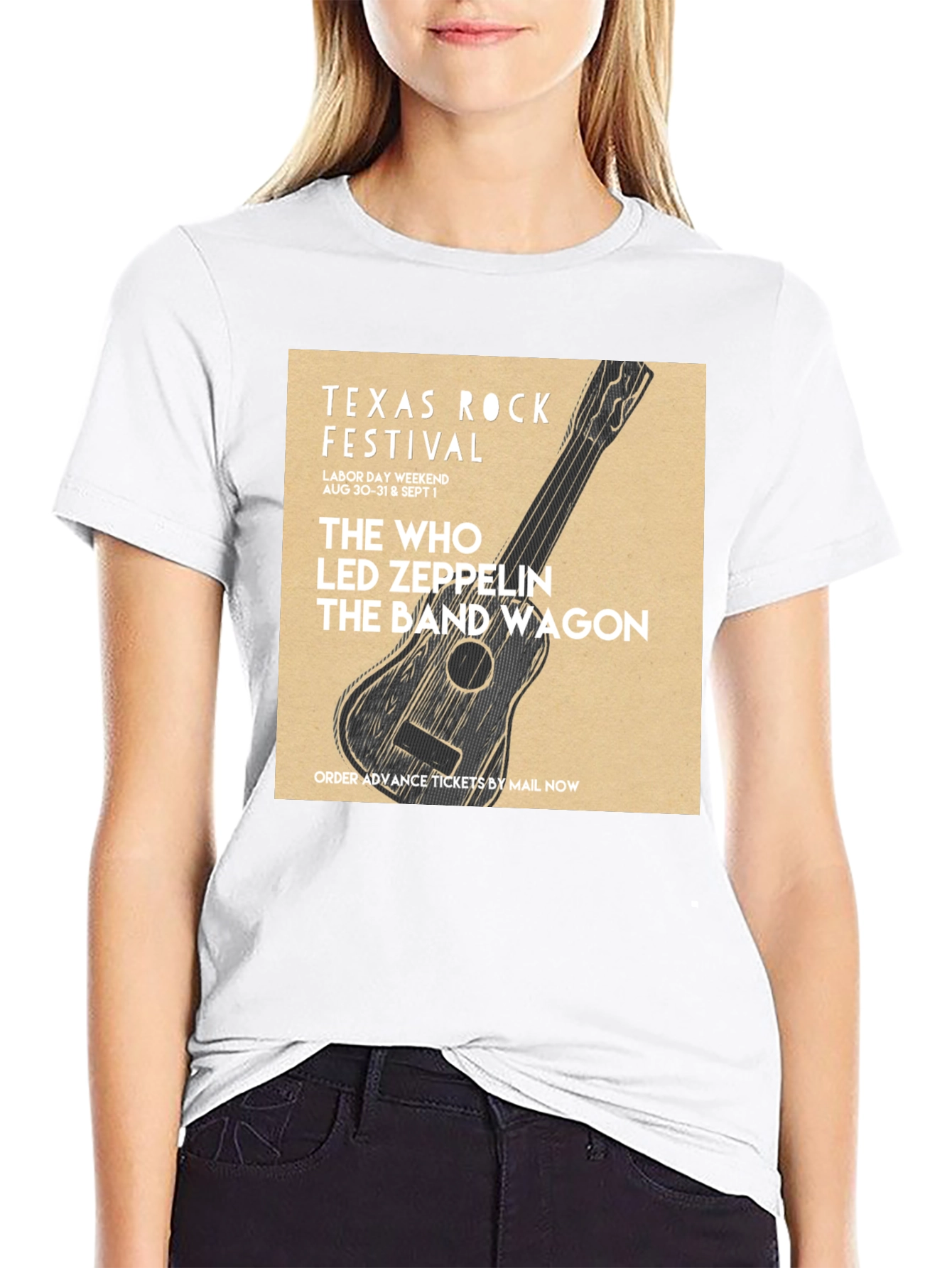 Black Texas Rock Festival T-Shirt: The Who, Led Zeppelin, Band Wagon view 9