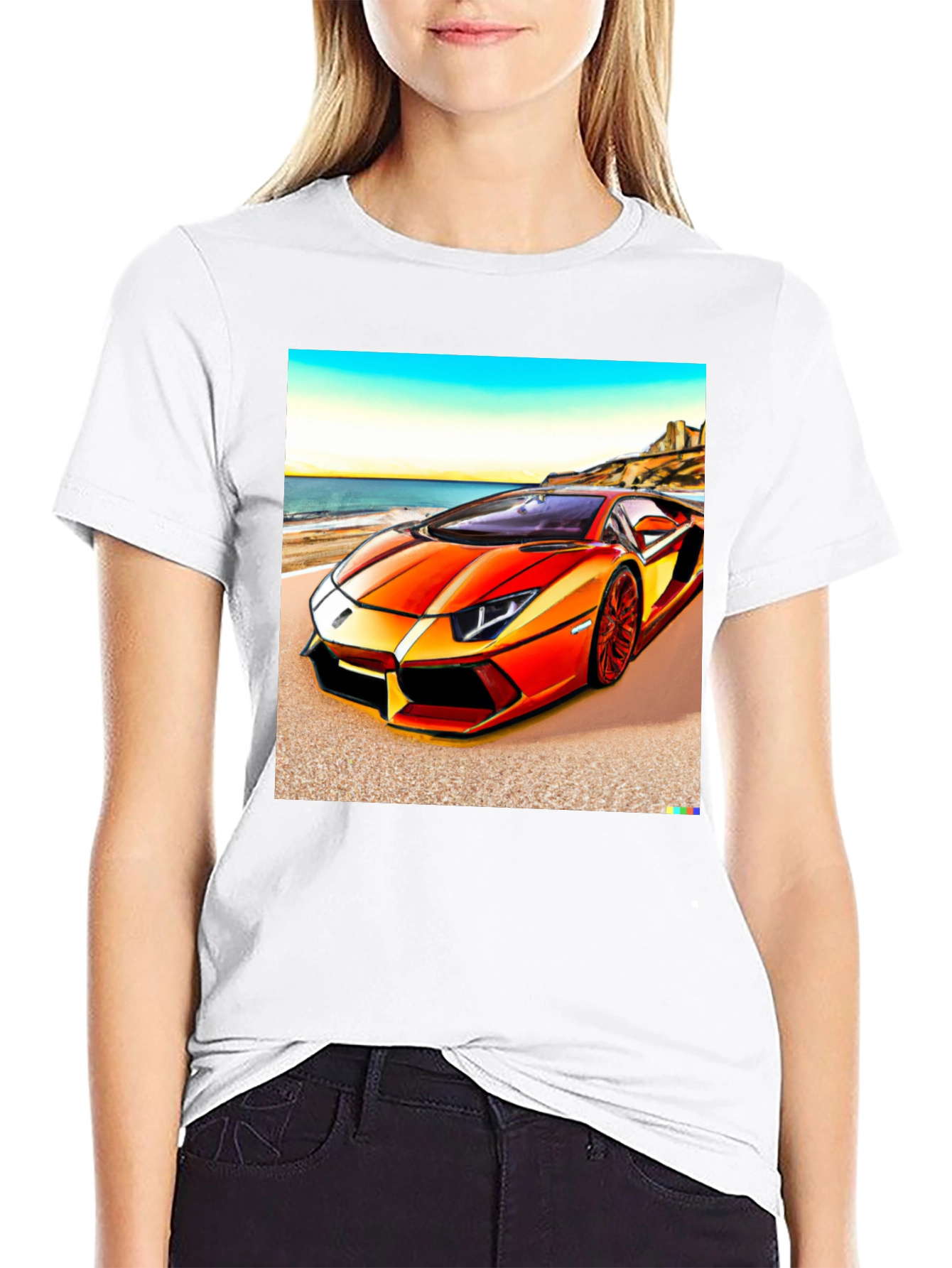 Black Orange Lamborghini T-Shirt view 9
