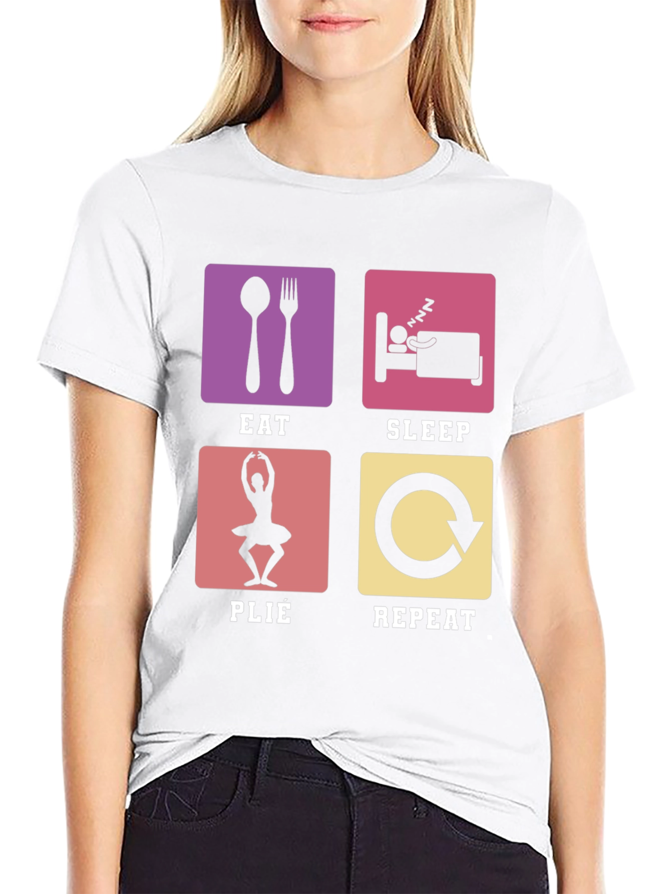Black Eat Sleep Plie Repeat T-Shirt - Ballet Dancer Gift view 9