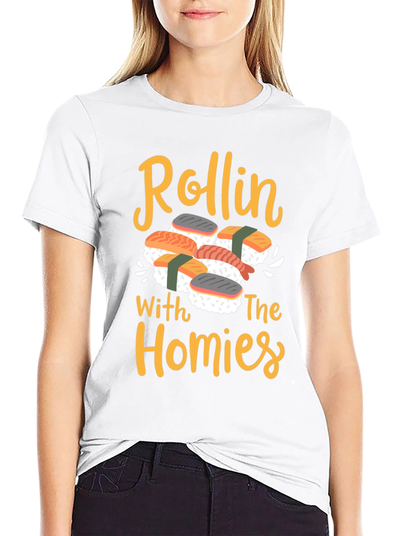 Black Rollin' With The Homies Sushi Graphic Tee view 9