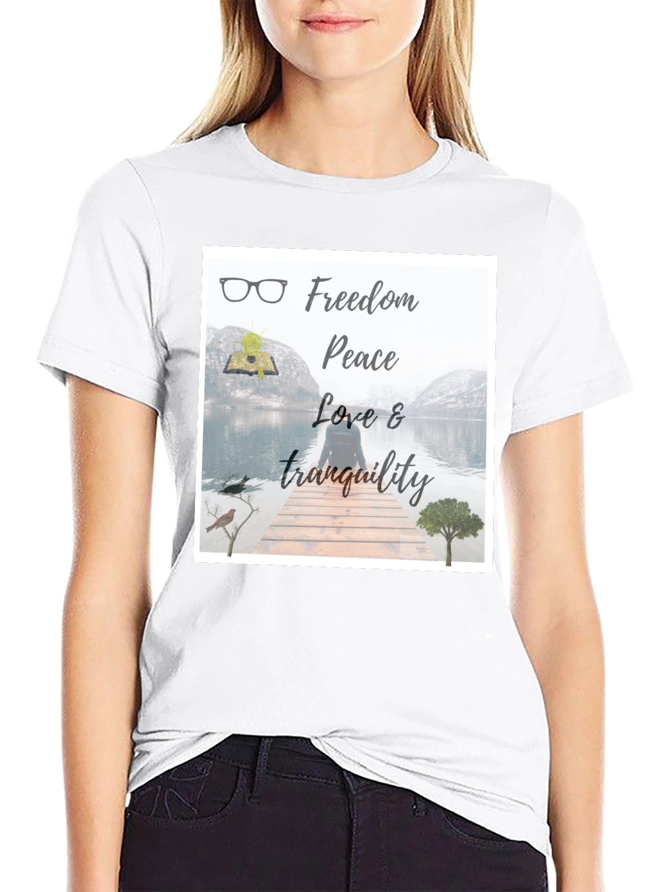 Black Freedom & Peace T-Shirt: Nature Inspired Design view 9