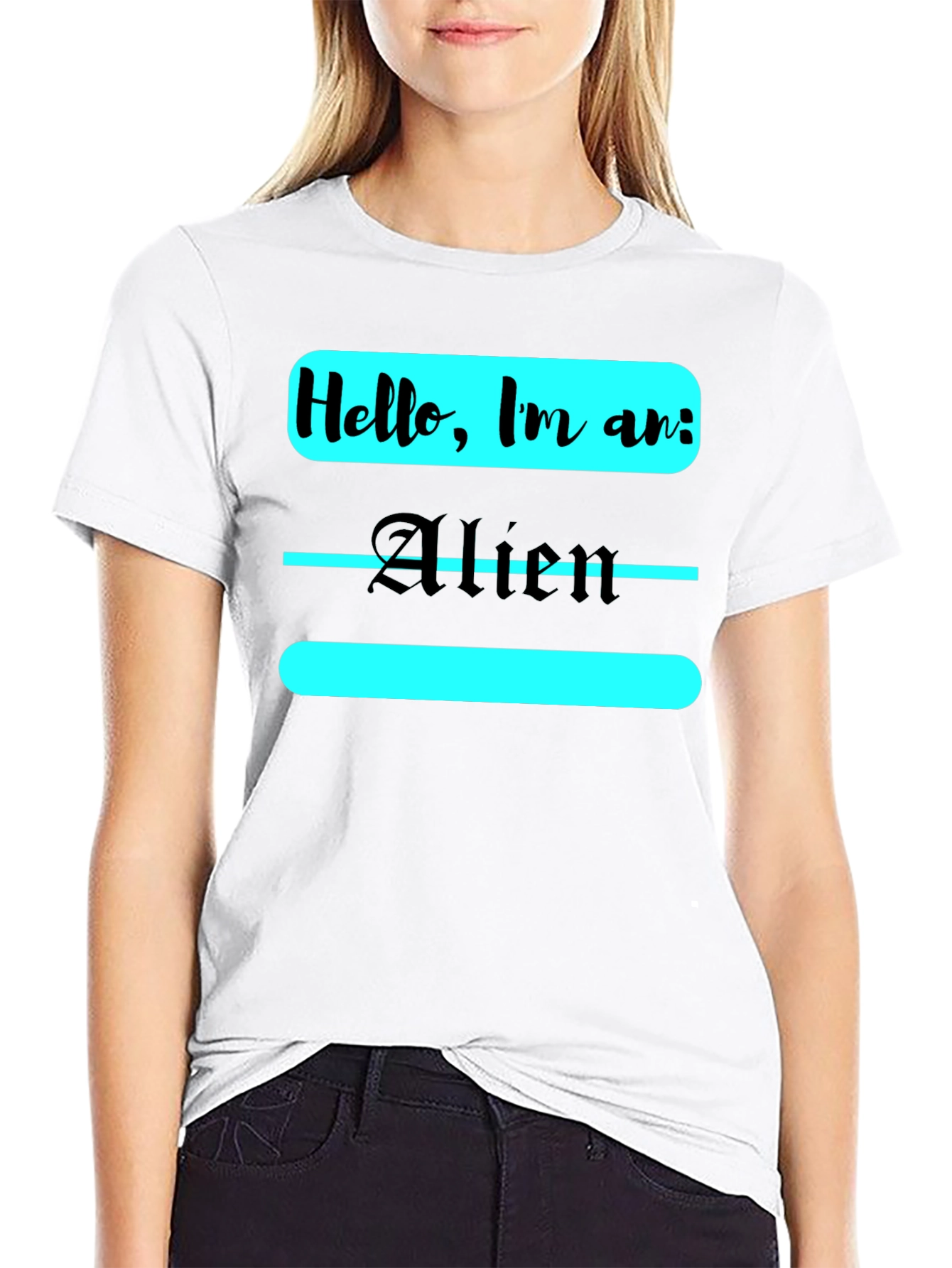 Black Hello, I'm an Alien T-Shirt view 9