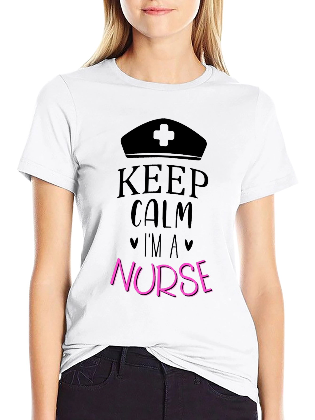Black Keep Calm I'm A Nurse Black T-Shirt view 9