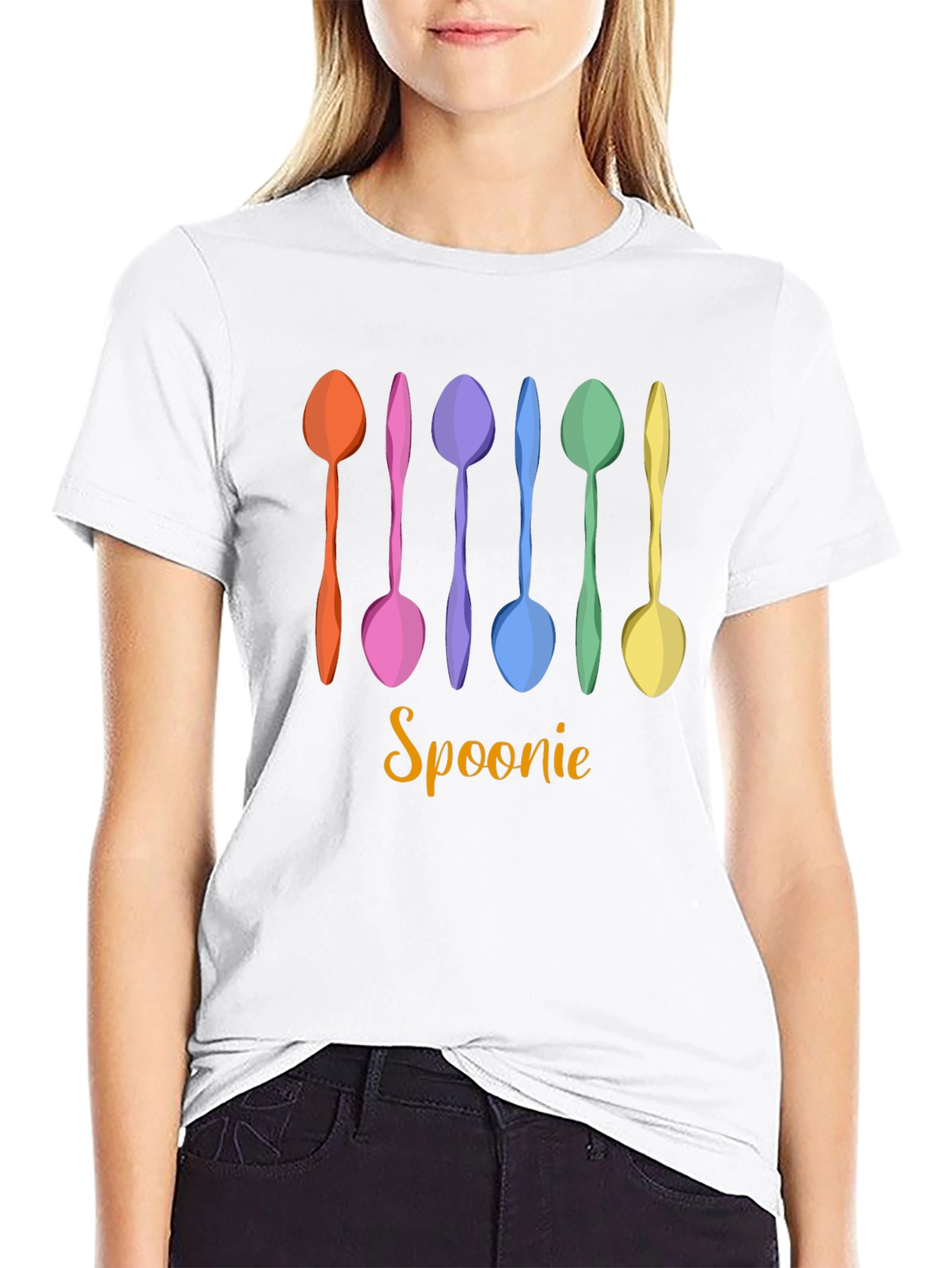 Black Spoonie T-Shirt - Colorful Spoon Design view 9