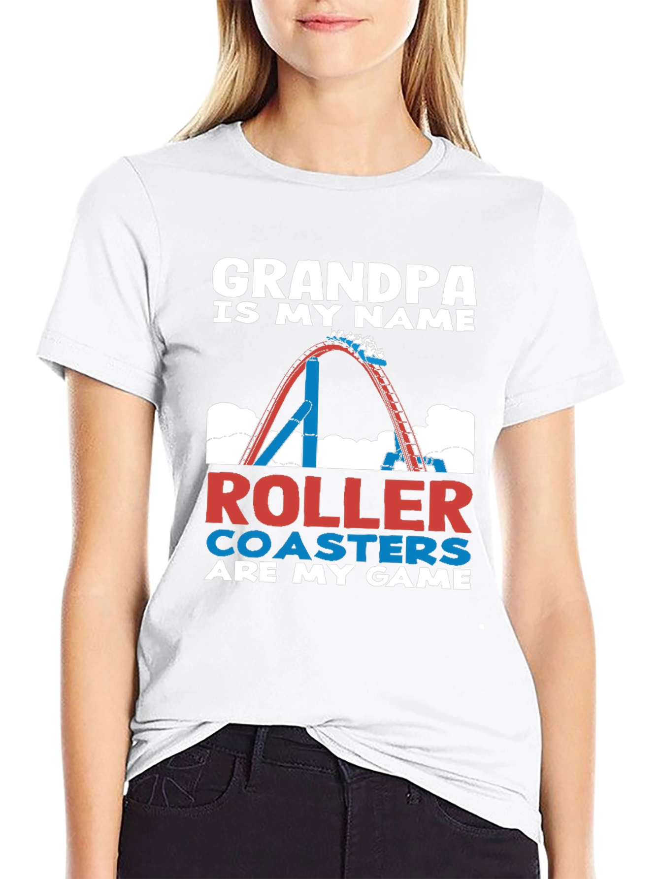 Black Grandpa Roller Coaster Game T-Shirt view 9